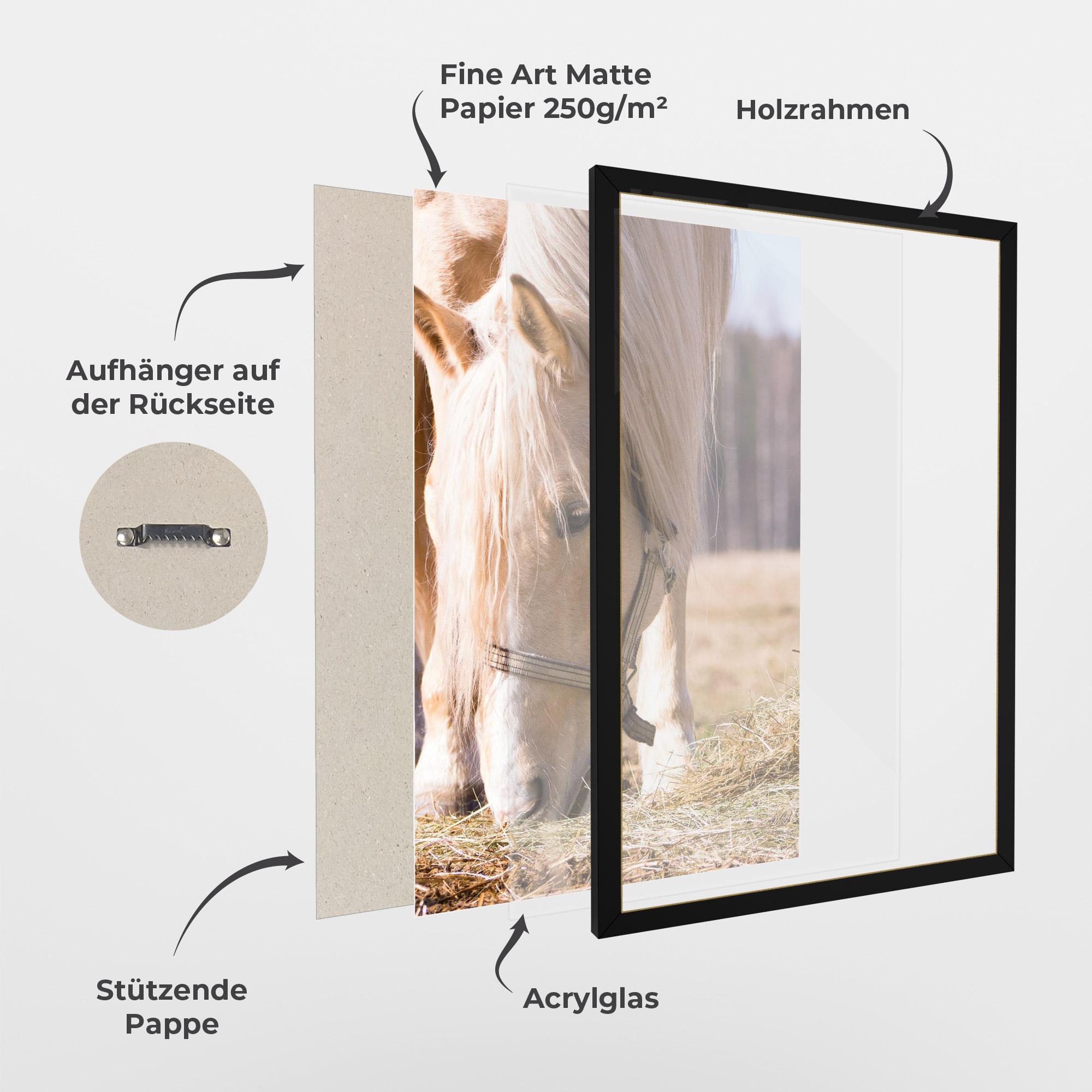 Gerahmte Poster Cream Horse Eating mockup 1