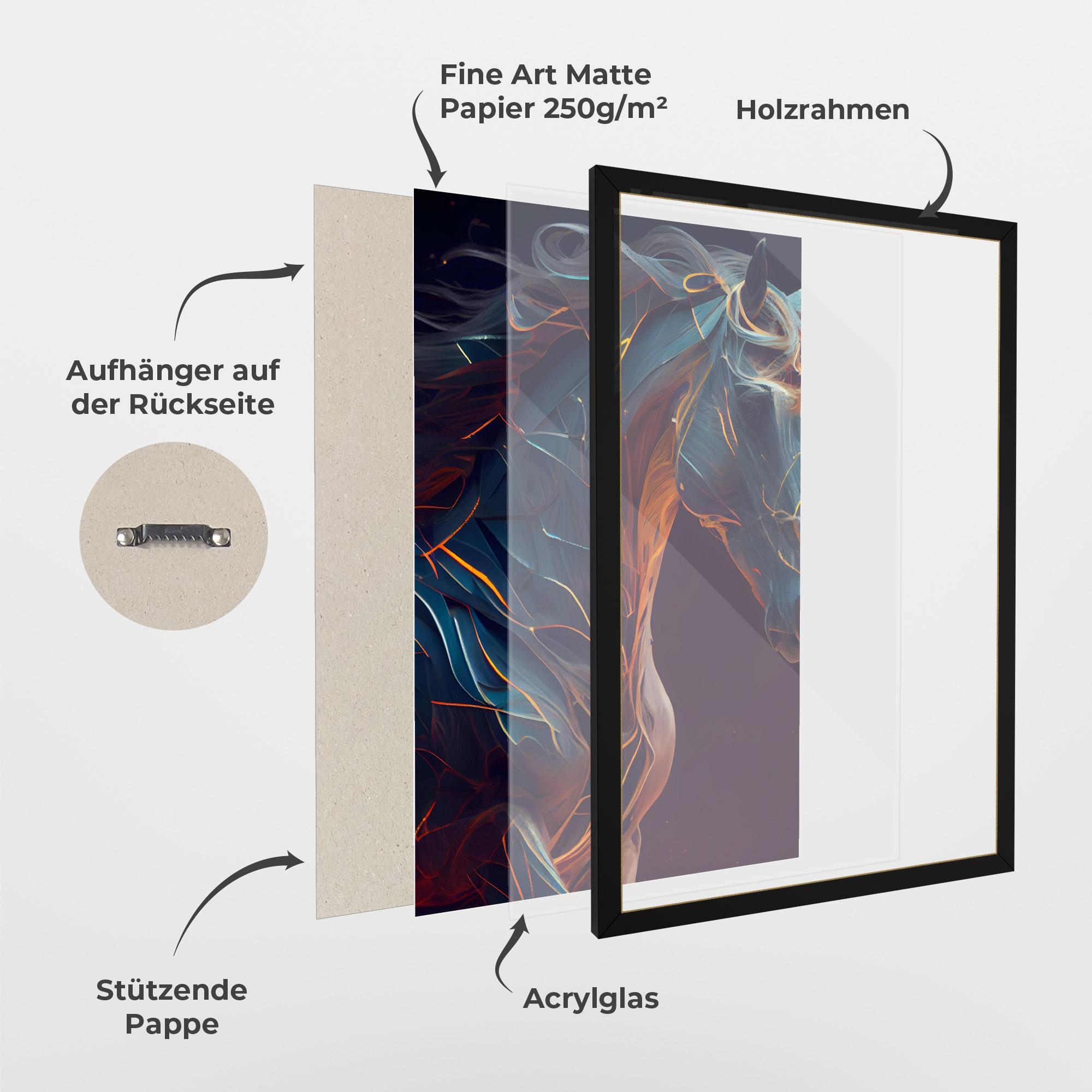 Gerahmte Poster Fire Lines Horse mockup 1