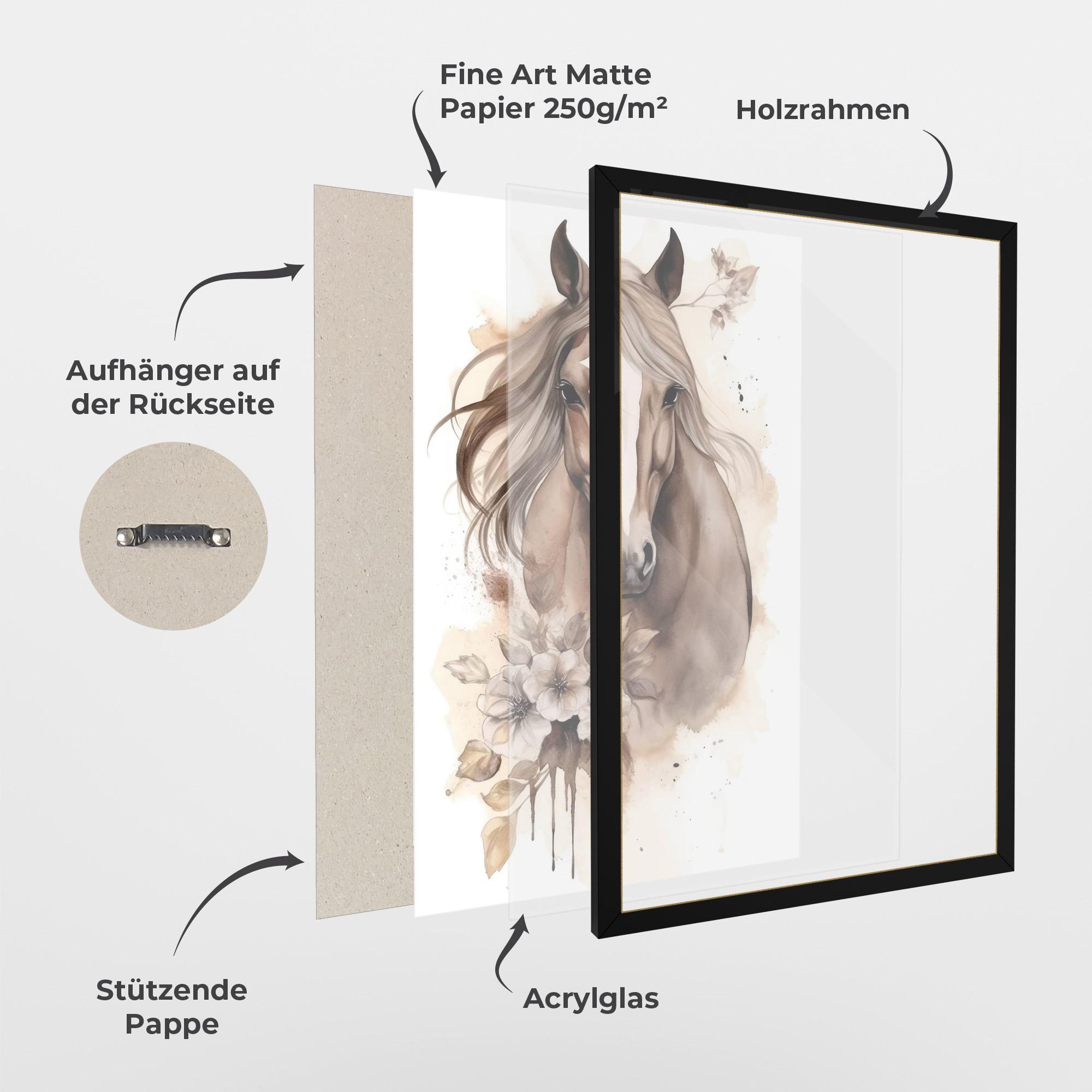 Gerahmte Poster Flower Brown Horse mockup 1