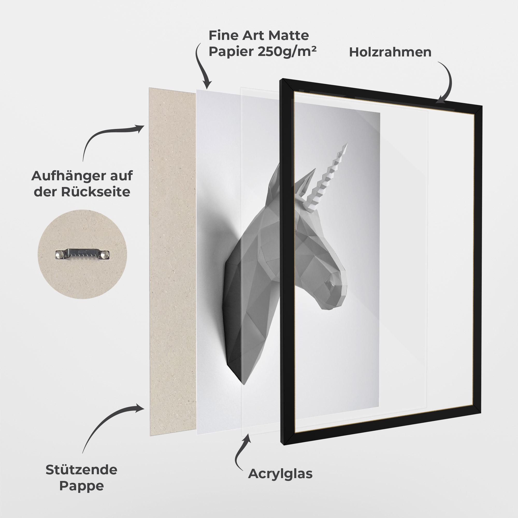 Gerahmte Poster Geometrical Unicorn mockup 1