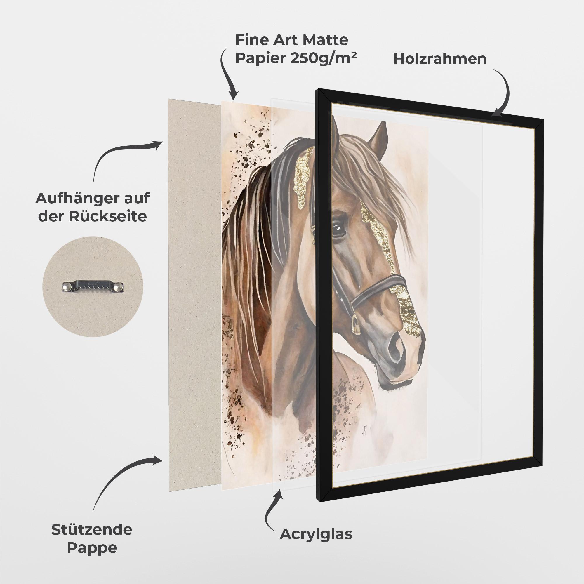 Gerahmte Poster Gold Horse Painting mockup 1