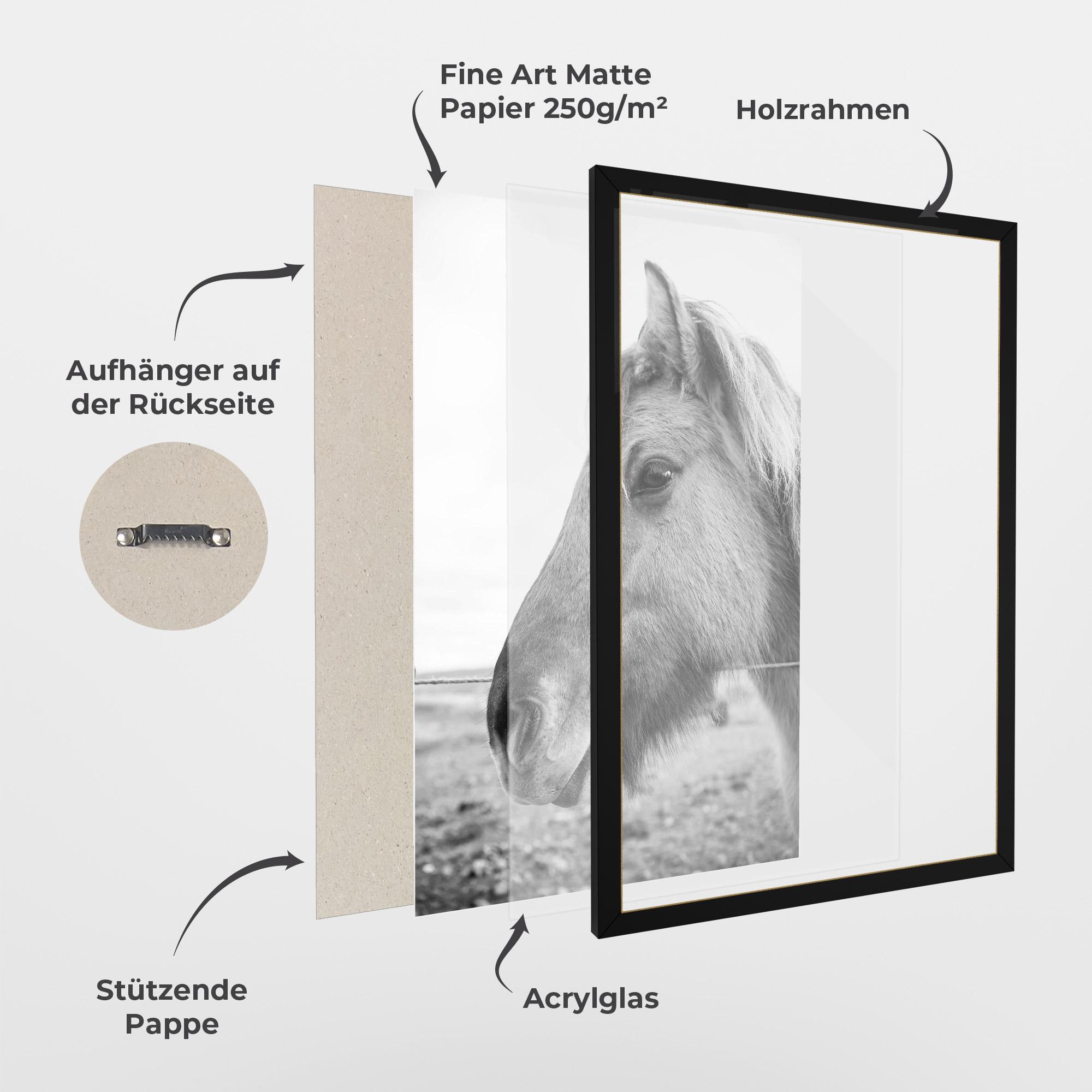 Gerahmte Poster Gray Horse Head mockup 1