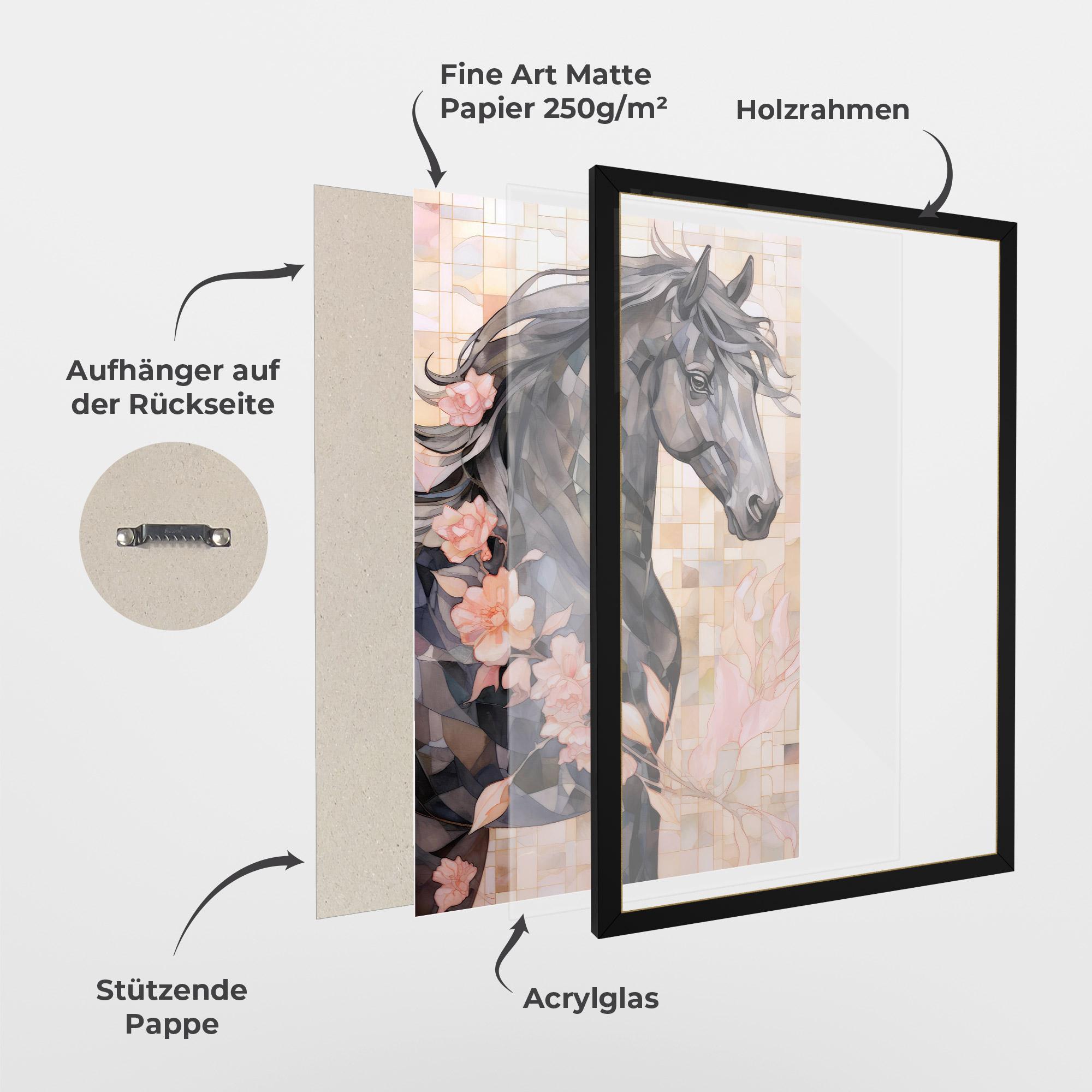 Gerahmte Poster Mosaic Painting Horse mockup 1