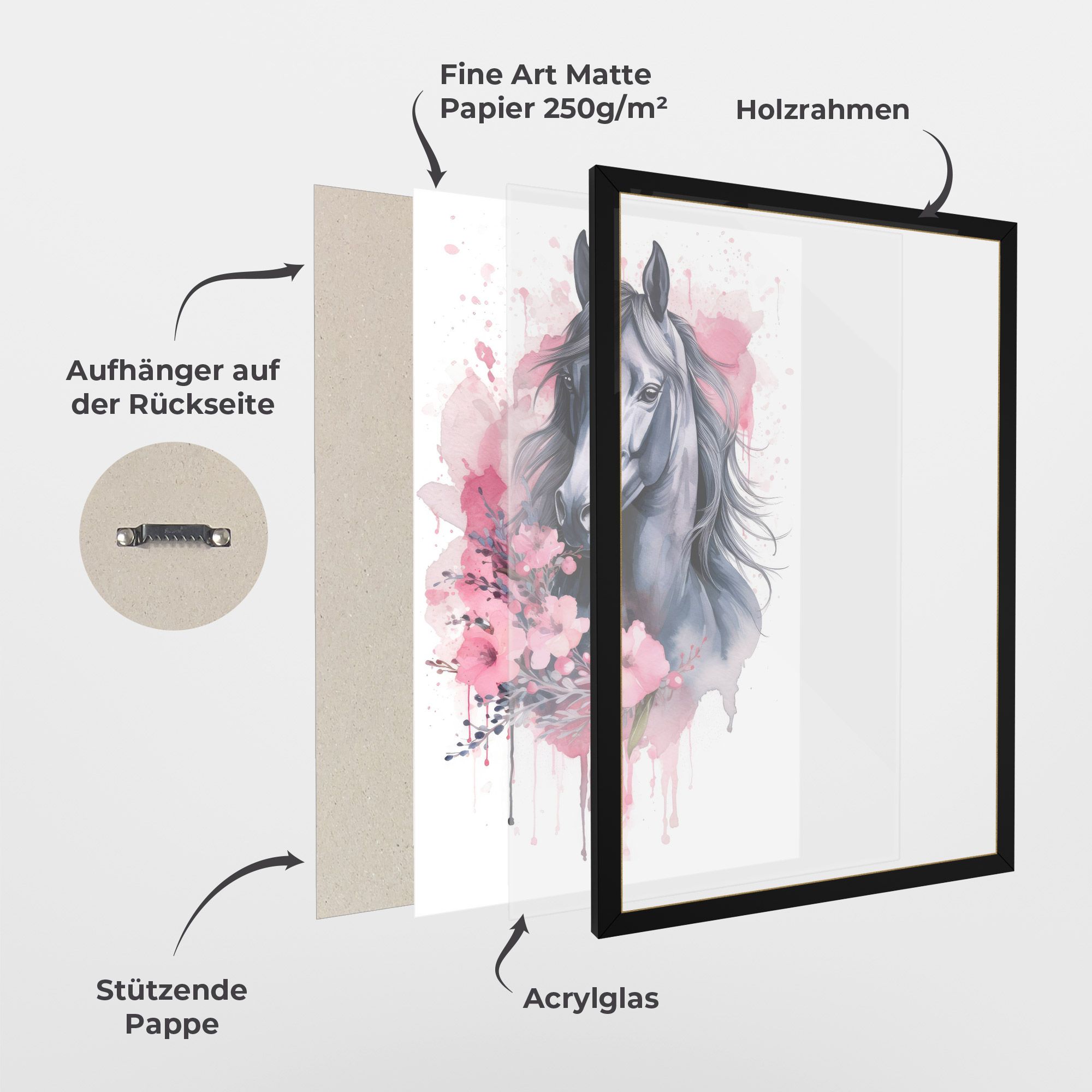 Pink Flowers Horse mockup 1