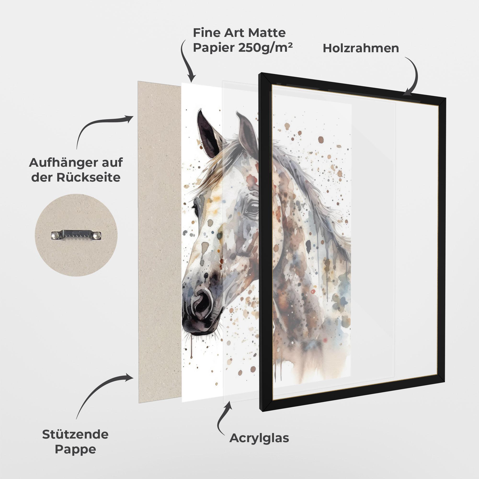 Gerahmte Poster Watercolor Horse mockup 1