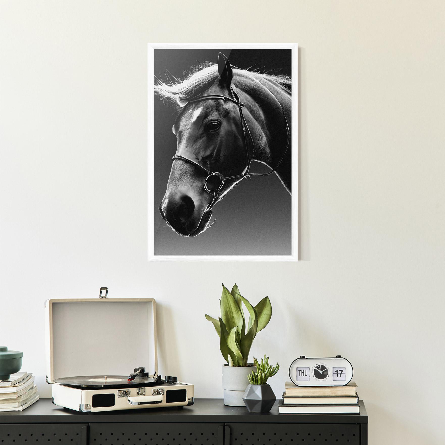 Gerahmte Poster Black Horse Profile mockup 2