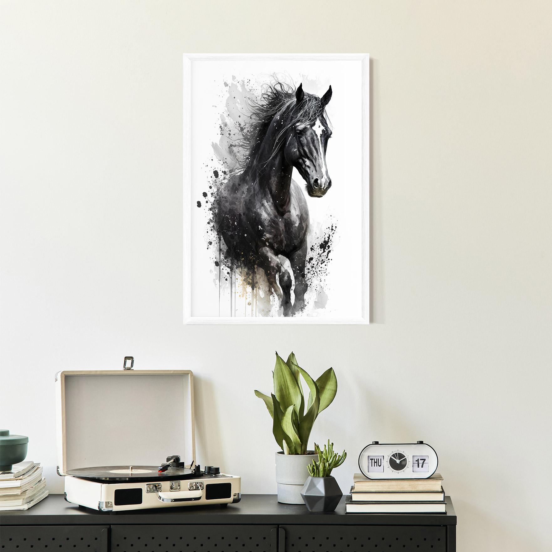 Gerahmte Poster Black Horse mockup 2