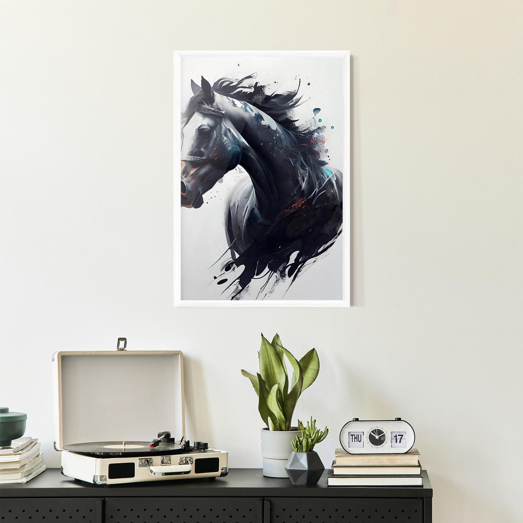 Gerahmte Poster Black Paint Horse mockup 2