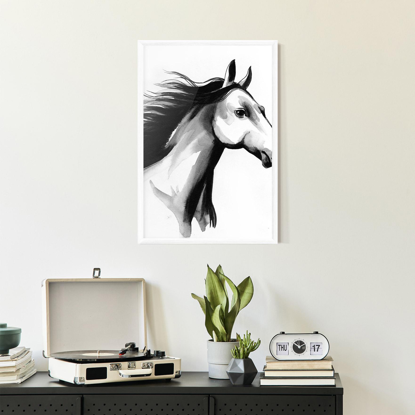 Gerahmte Poster Ink Watercolor Horse mockup 2