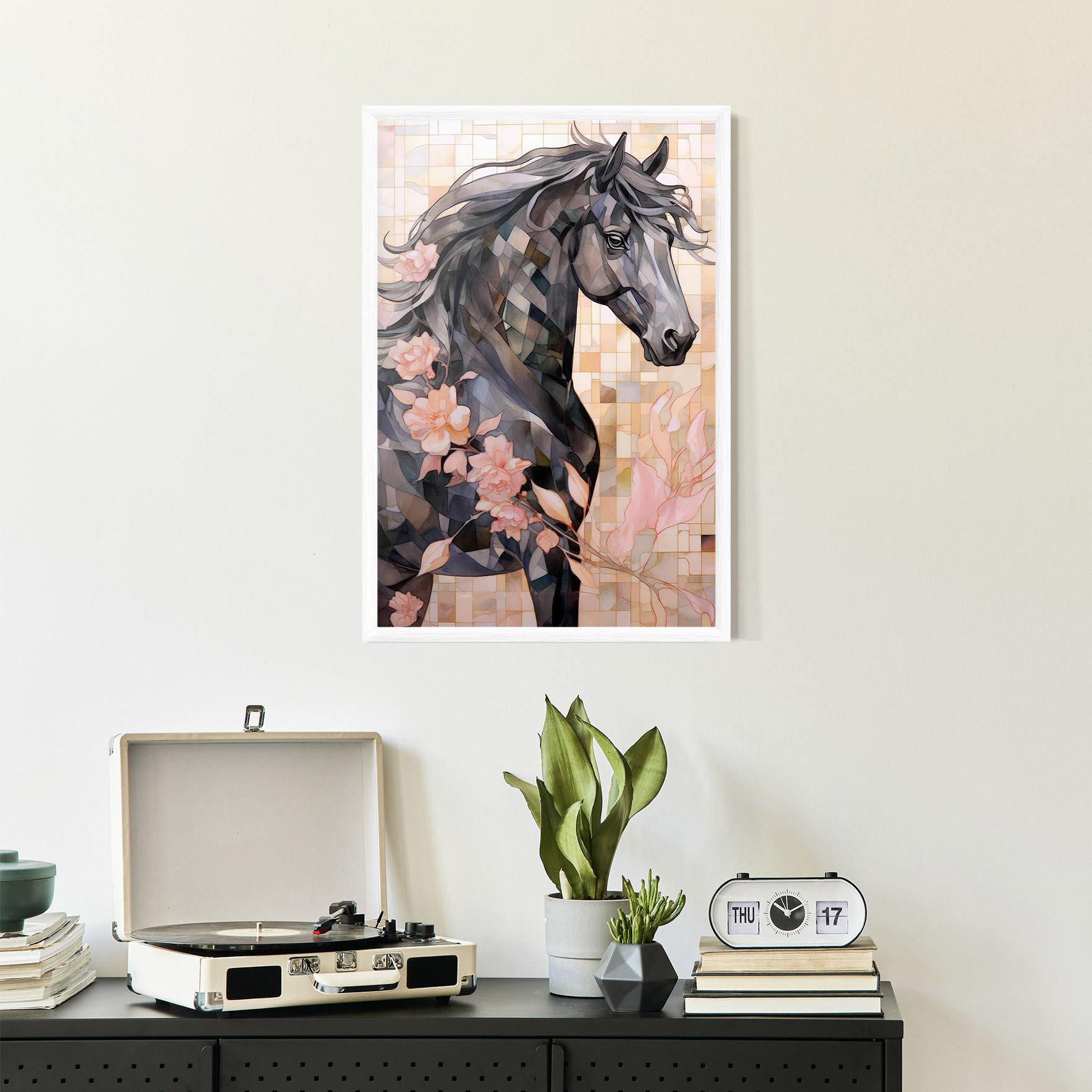 Gerahmte Poster Mosaic Painting Horse mockup 2
