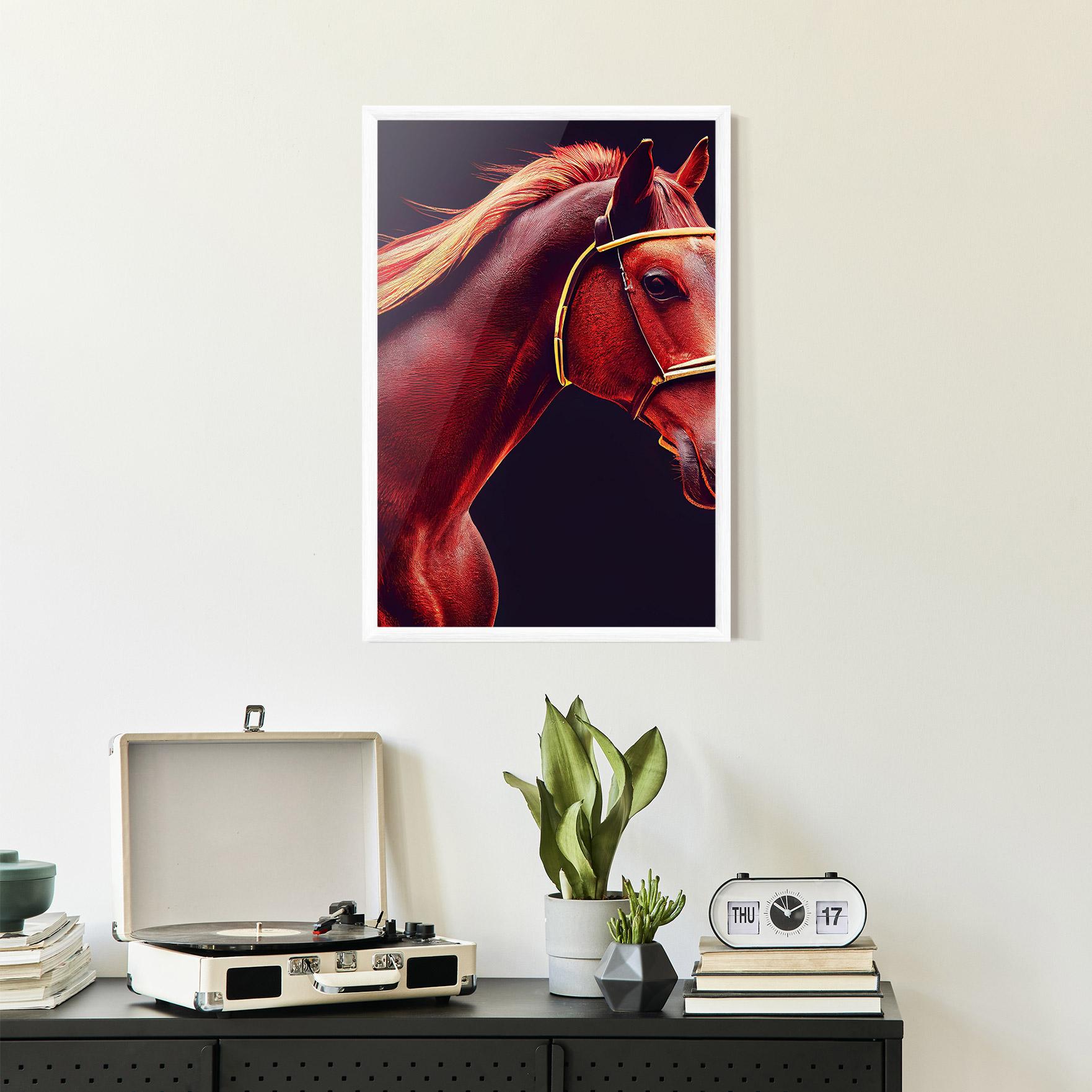 Gerahmte Poster Red Horse Portrait mockup 2