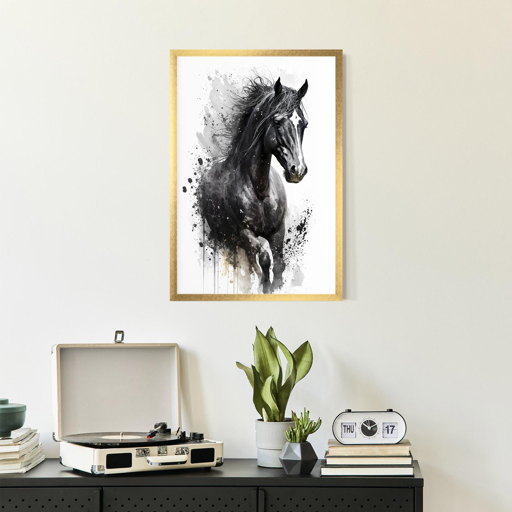Gerahmte Poster Black Horse mockup 2