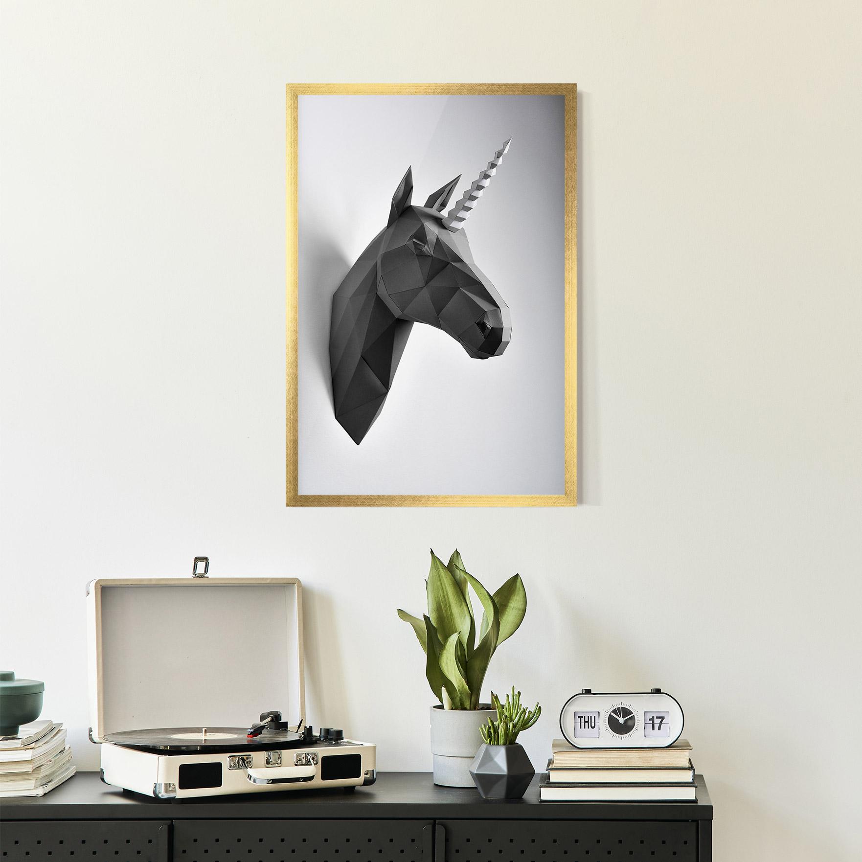 Gerahmte Poster Geometrical Unicorn mockup 2