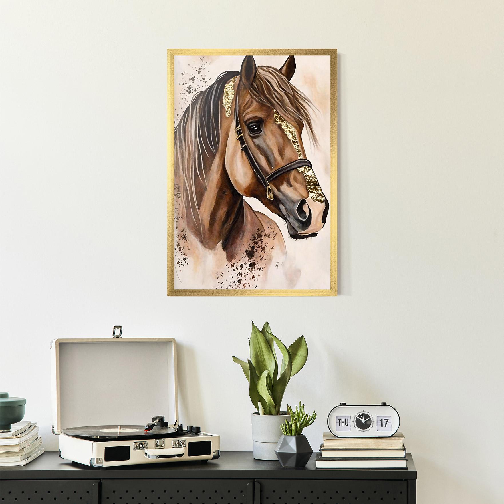 Gerahmte Poster Gold Horse Painting mockup 2