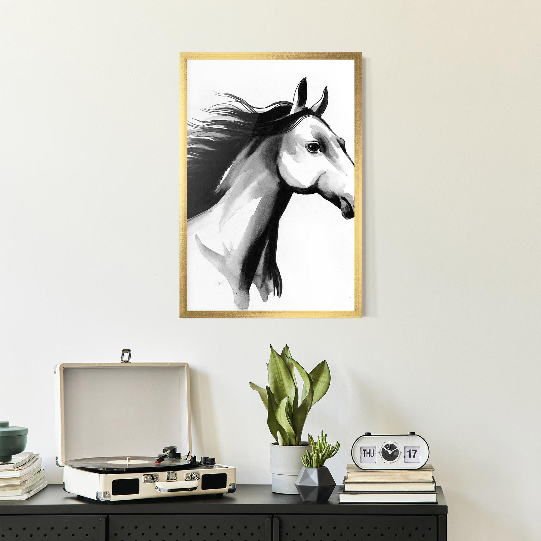 Gerahmte Poster Ink Watercolor Horse mockup 2