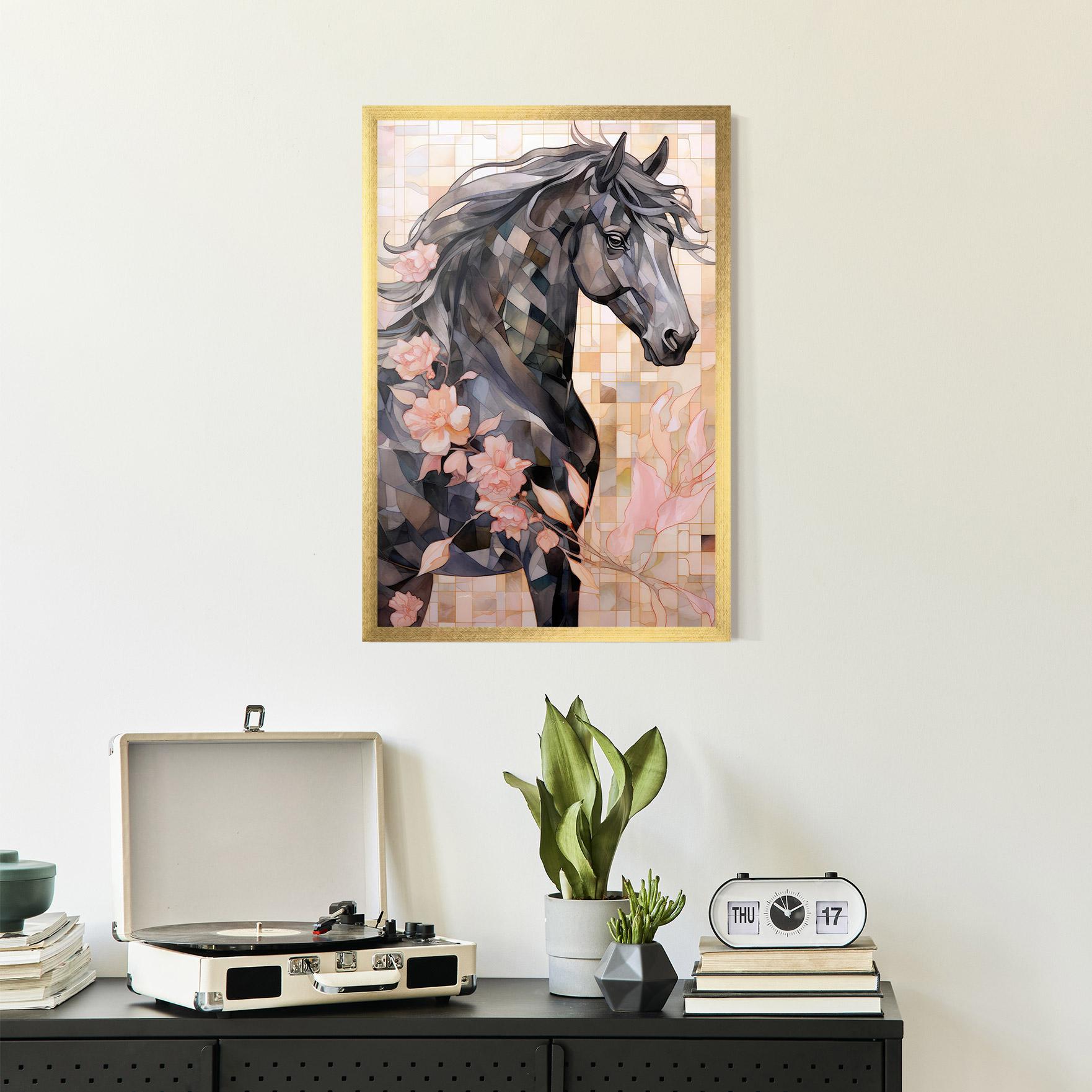 Gerahmte Poster Mosaic Painting Horse mockup 2