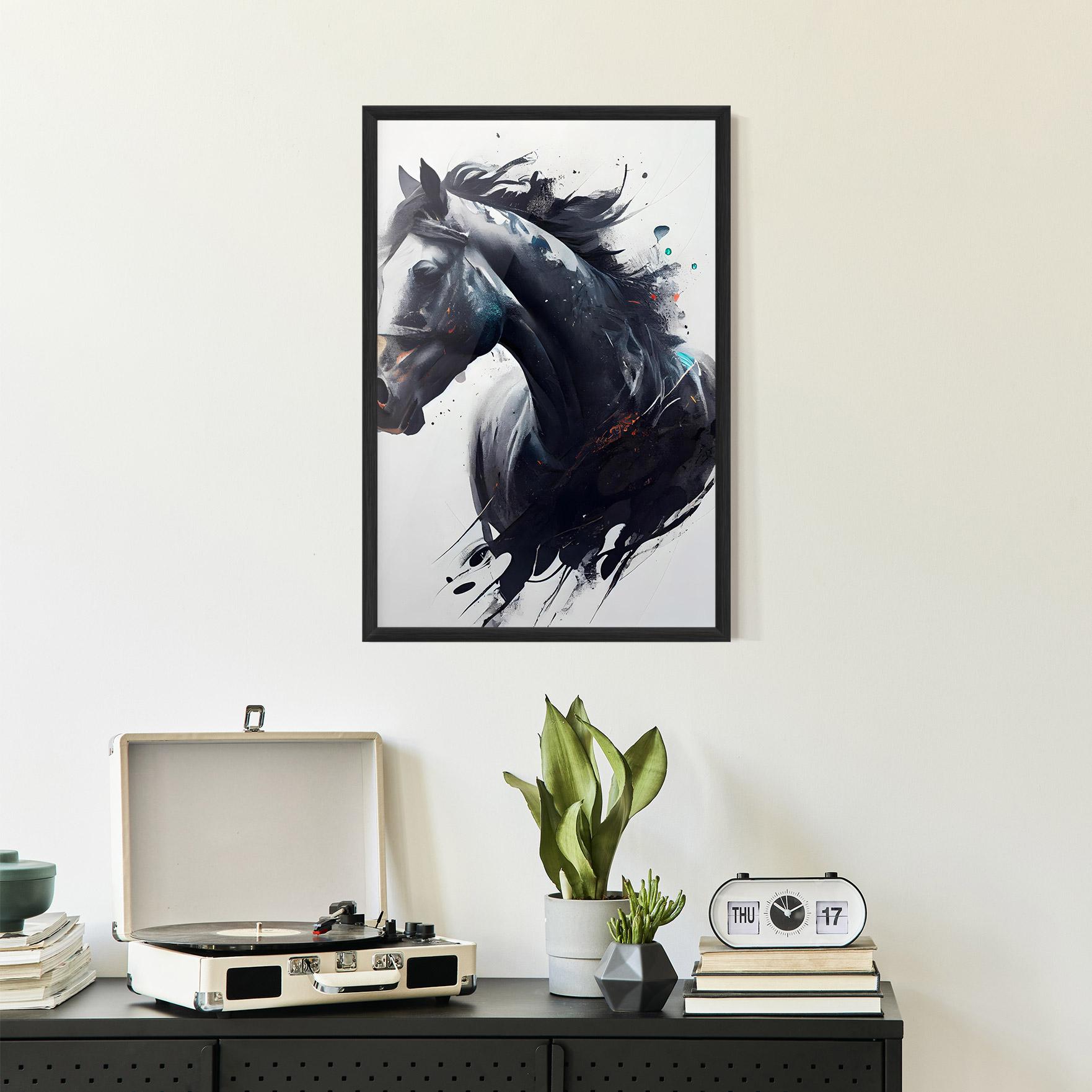 Gerahmte Poster Black Paint Horse mockup 2