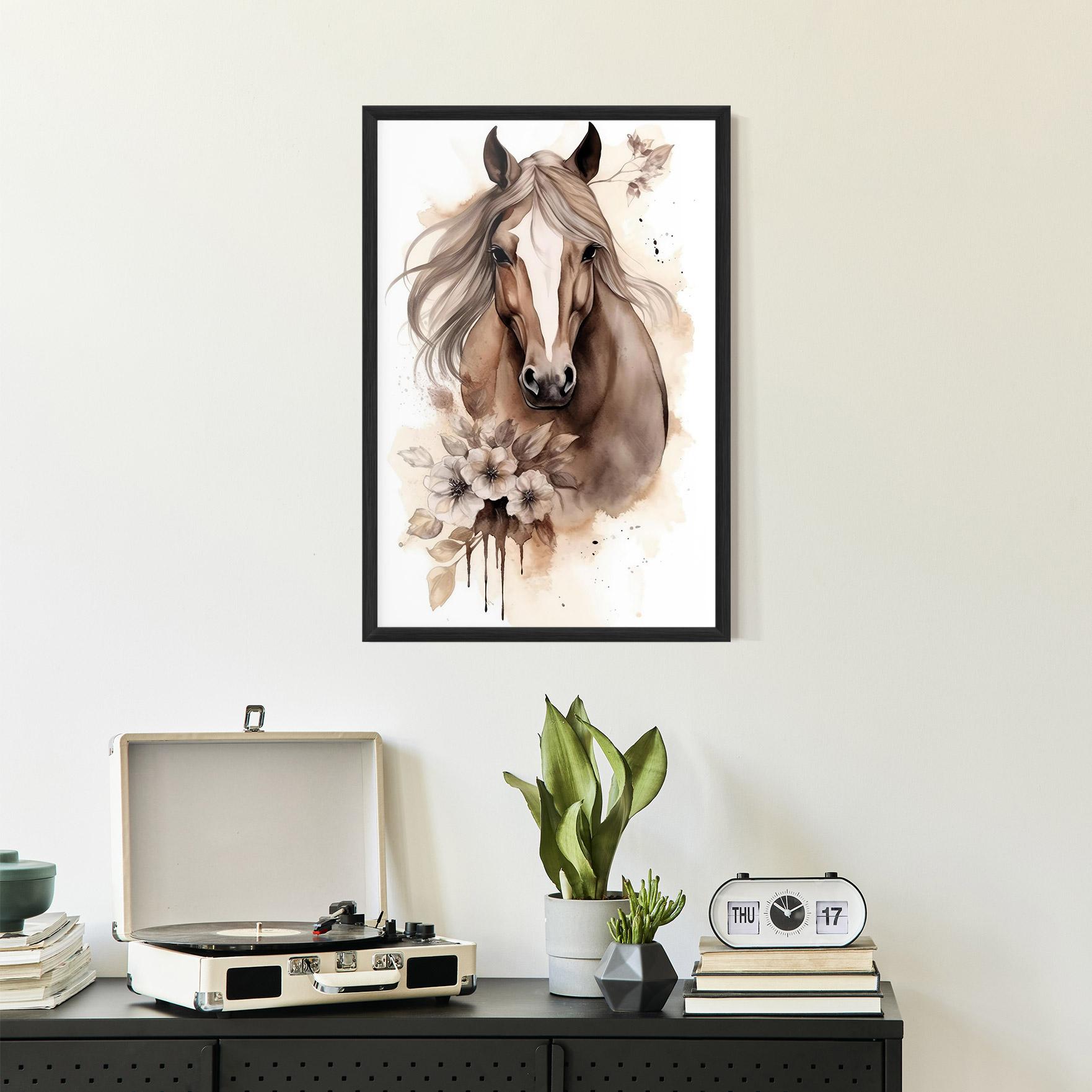 Gerahmte Poster Flower Brown Horse mockup 2