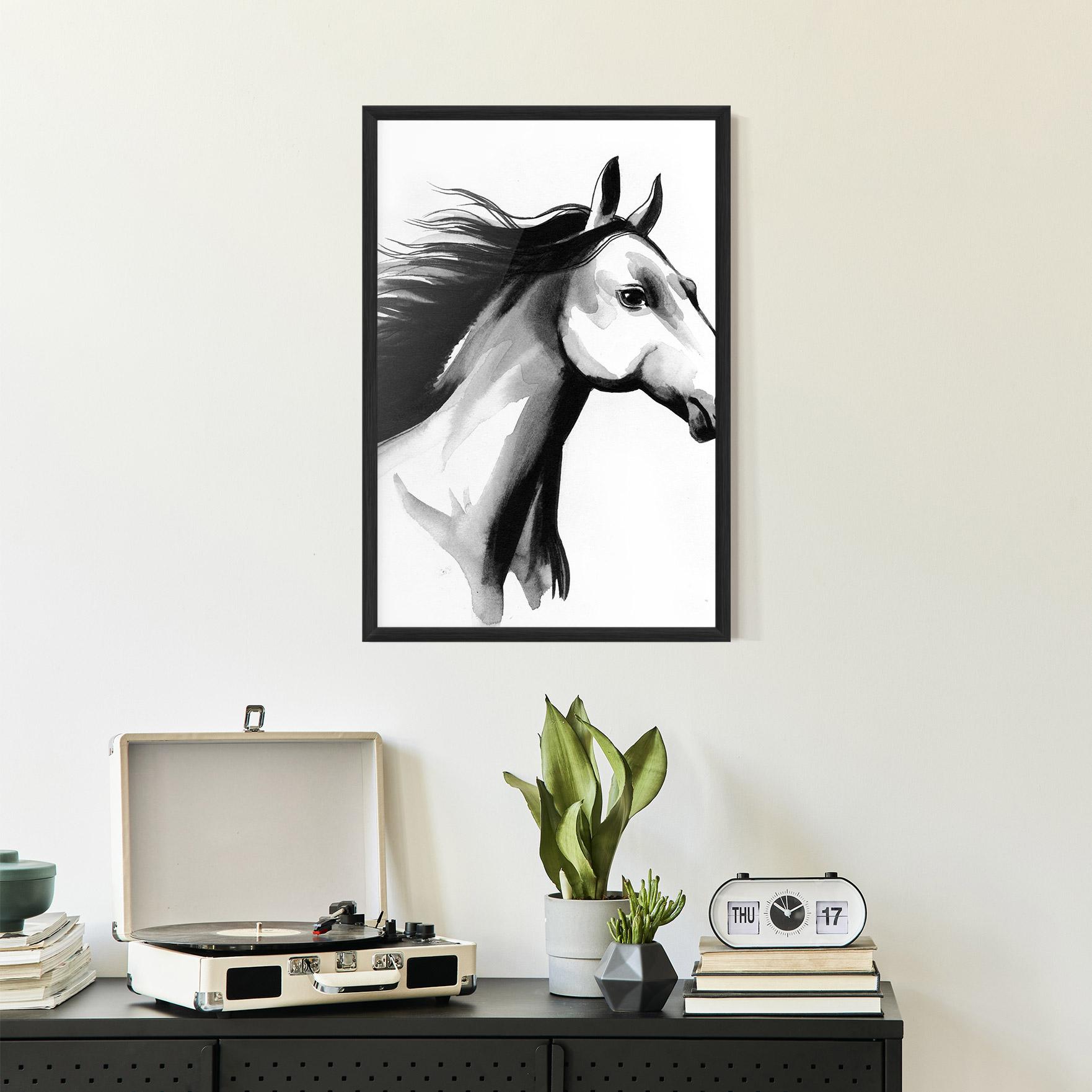 Gerahmte Poster Ink Watercolor Horse mockup 2