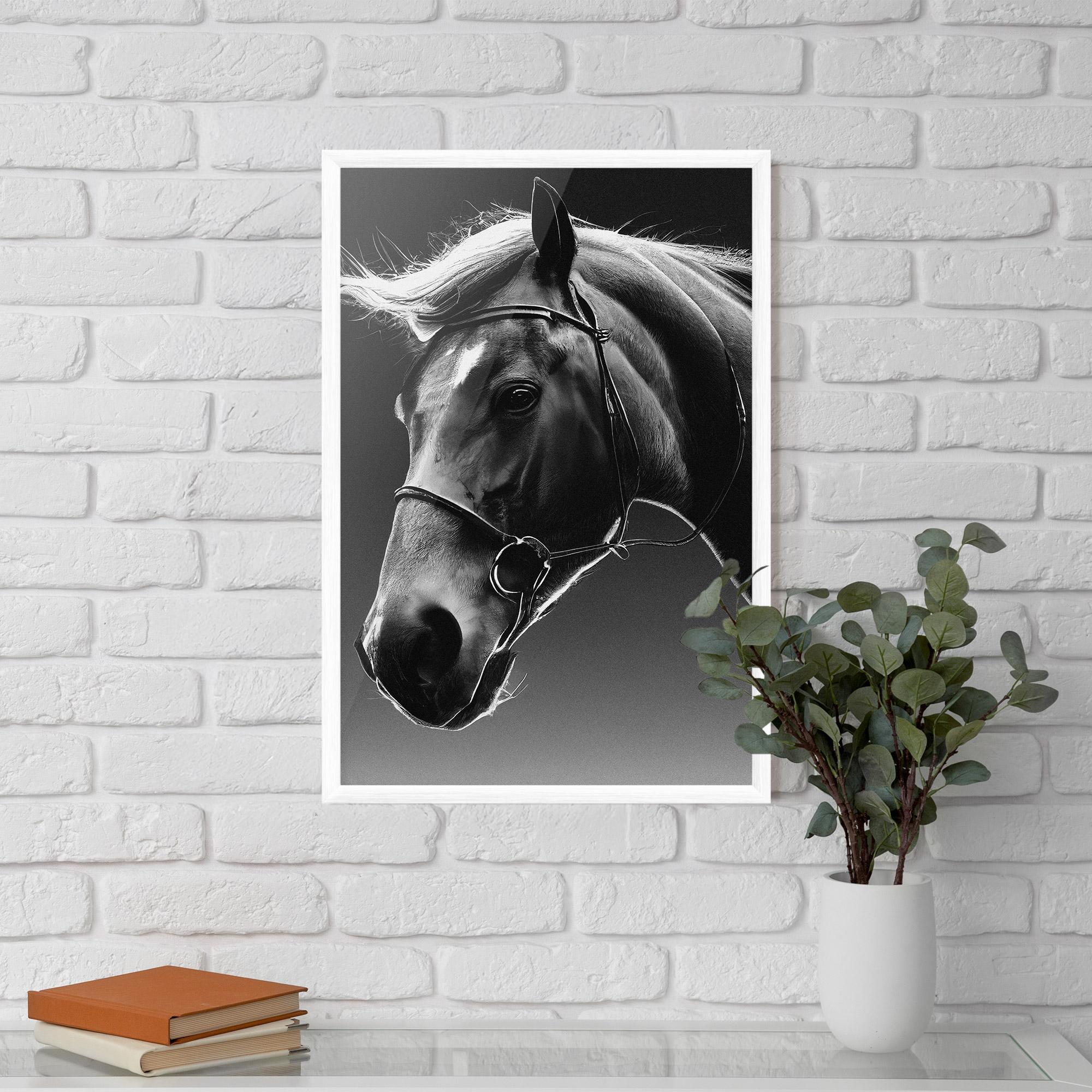 Gerahmte Poster Black Horse Profile mockup 5