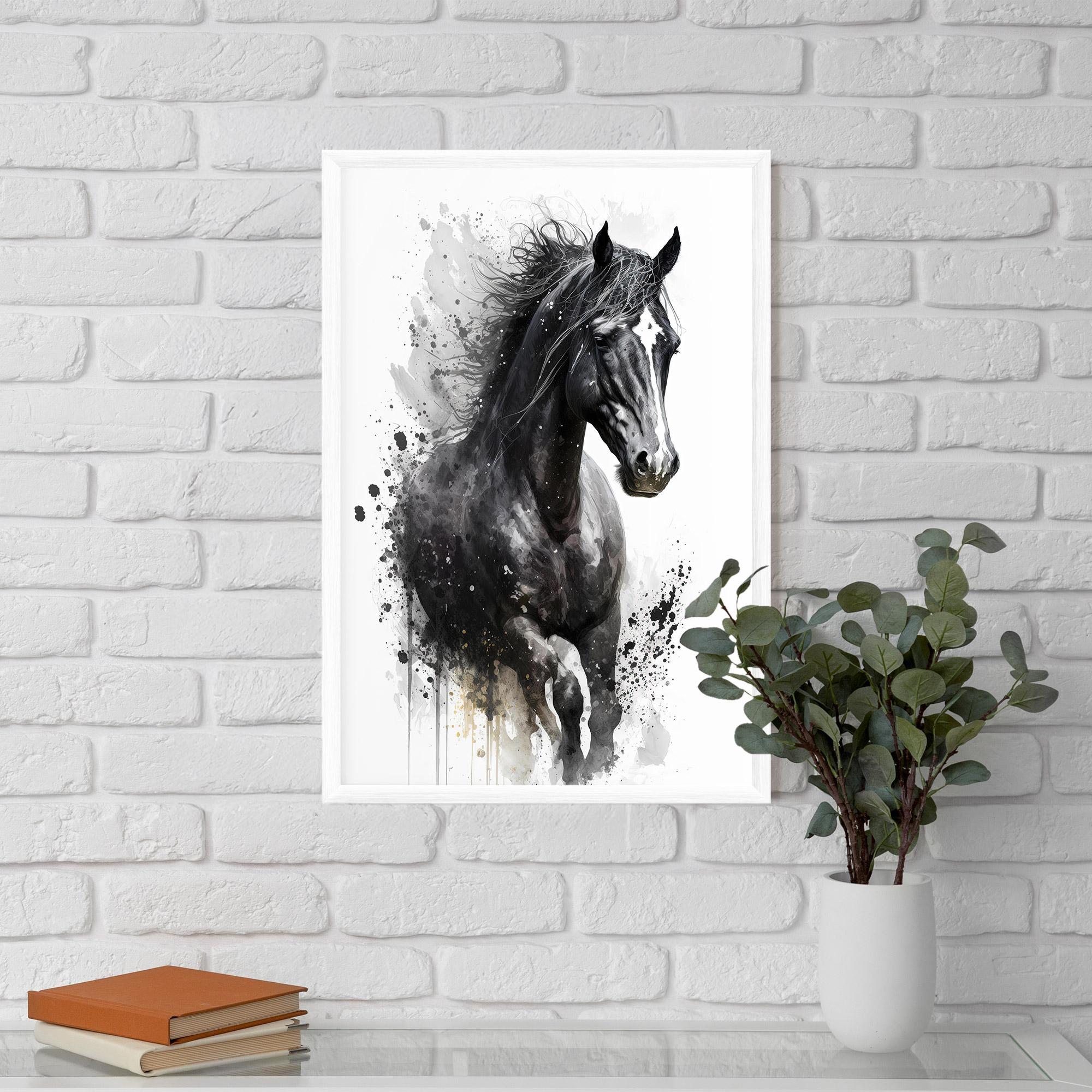 Gerahmte Poster Black Horse mockup 5