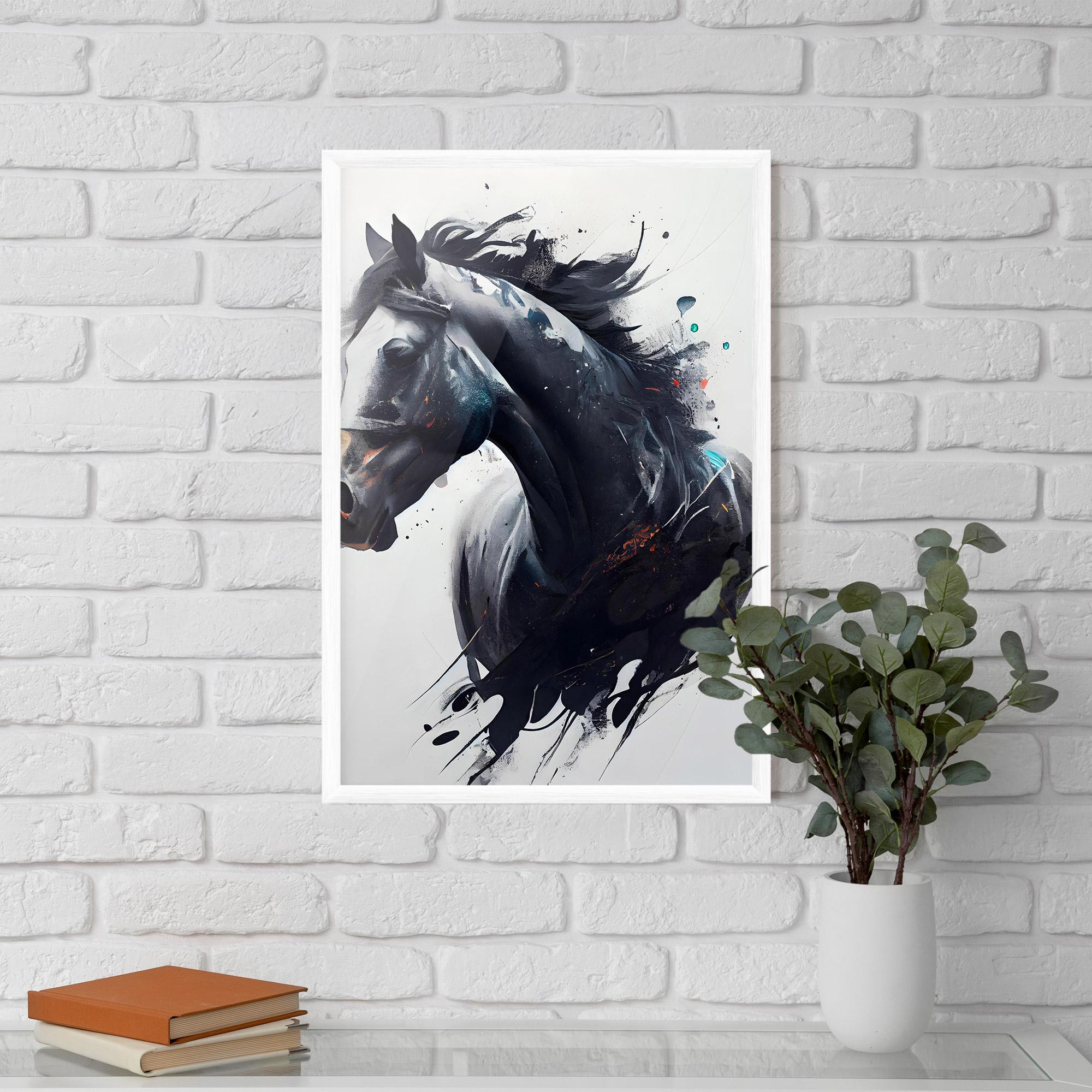 Gerahmte Poster Black Paint Horse mockup 5