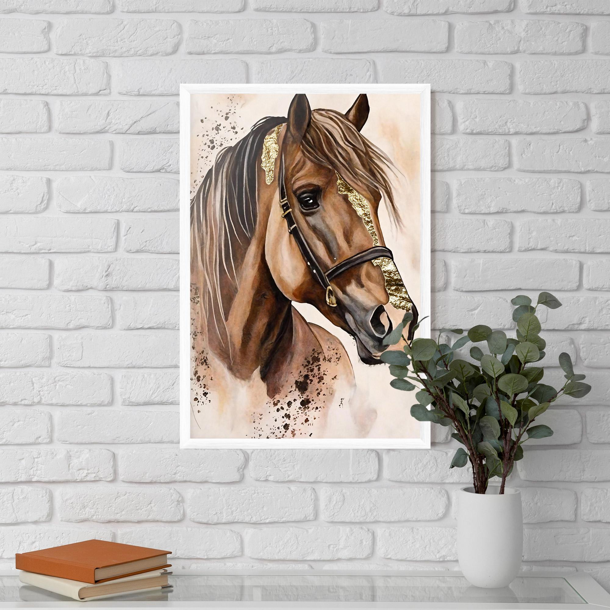 Gerahmte Poster Gold Horse Painting mockup 5