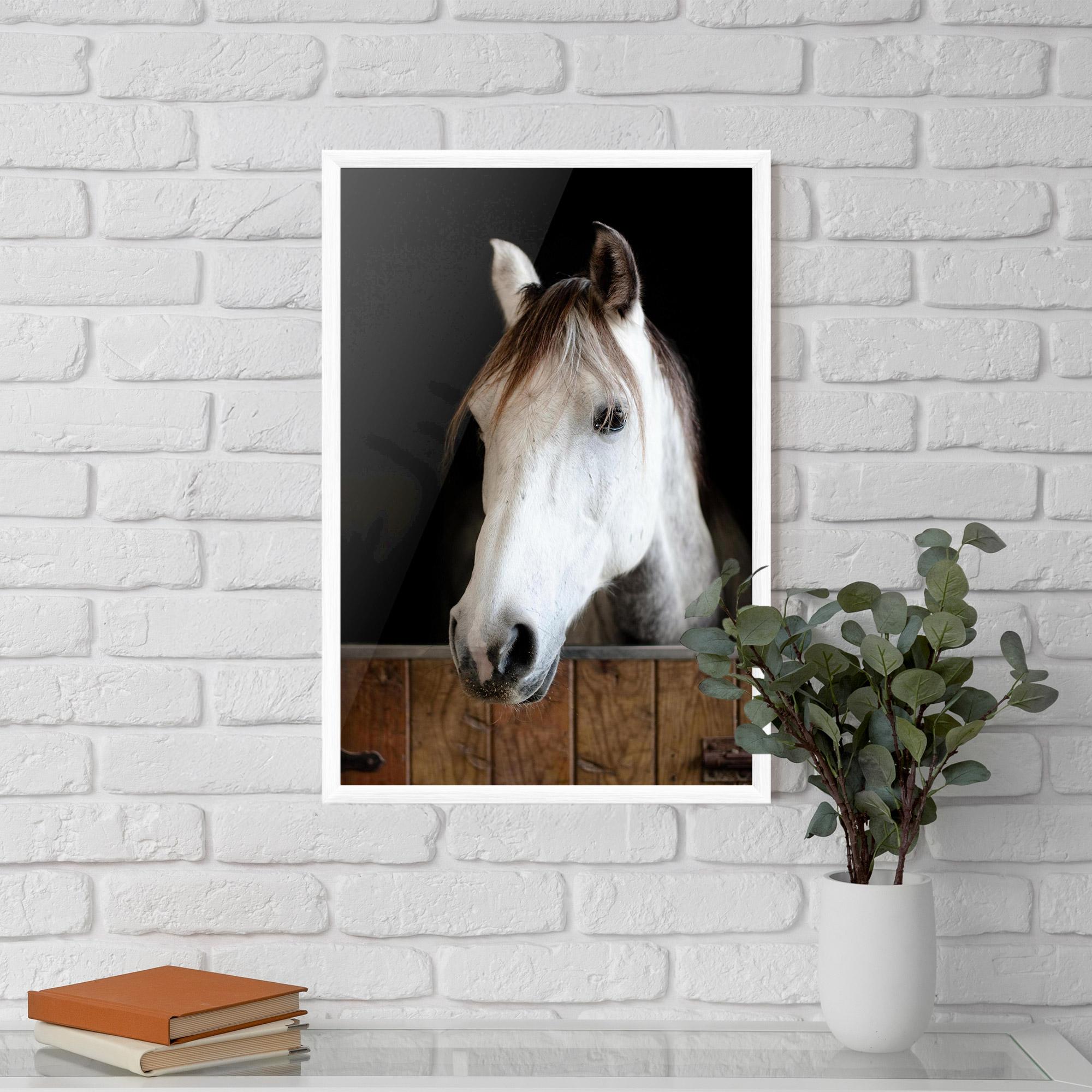 Gerahmte Poster Grey Horse Head mockup 5