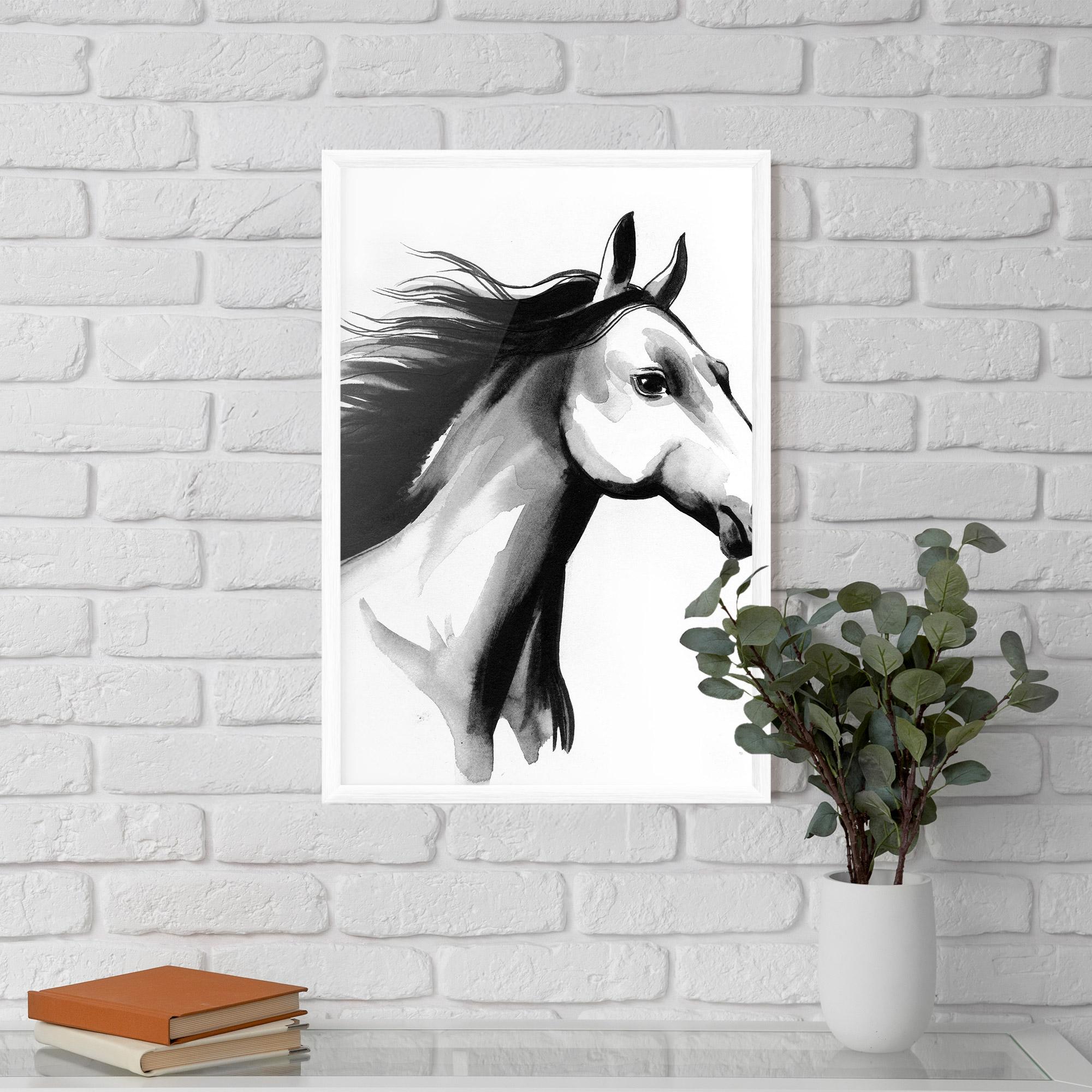 Gerahmte Poster Ink Watercolor Horse mockup 5