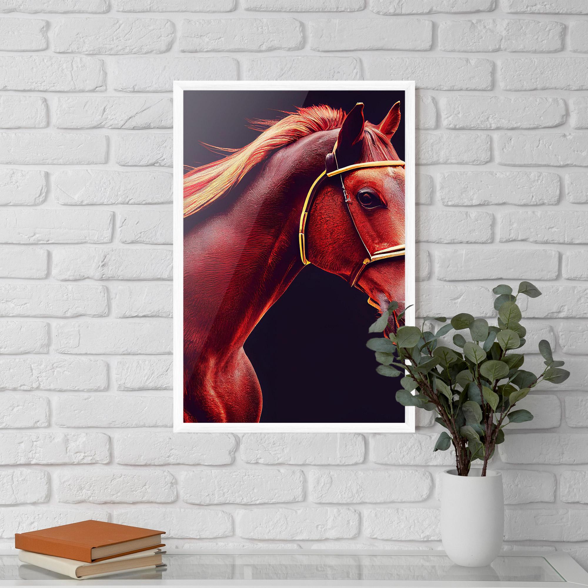 Gerahmte Poster Red Horse Portrait mockup 5