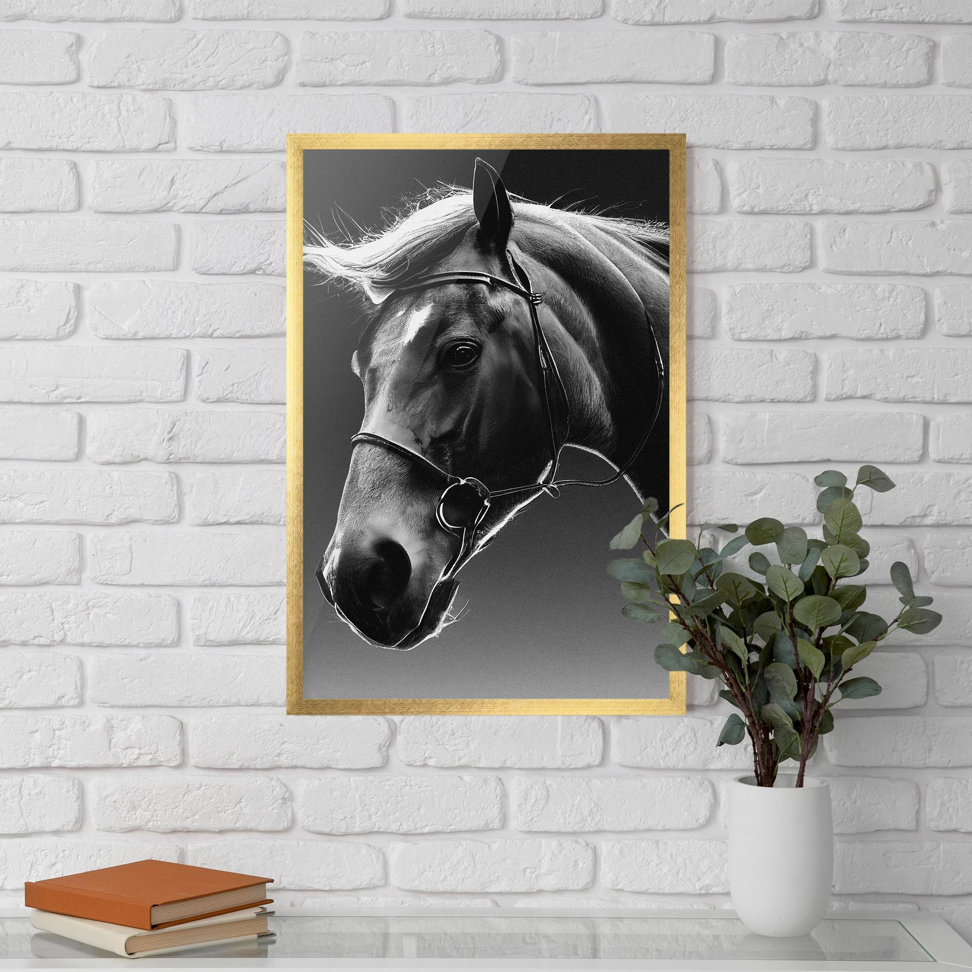 Gerahmte Poster Black Horse Profile mockup 5
