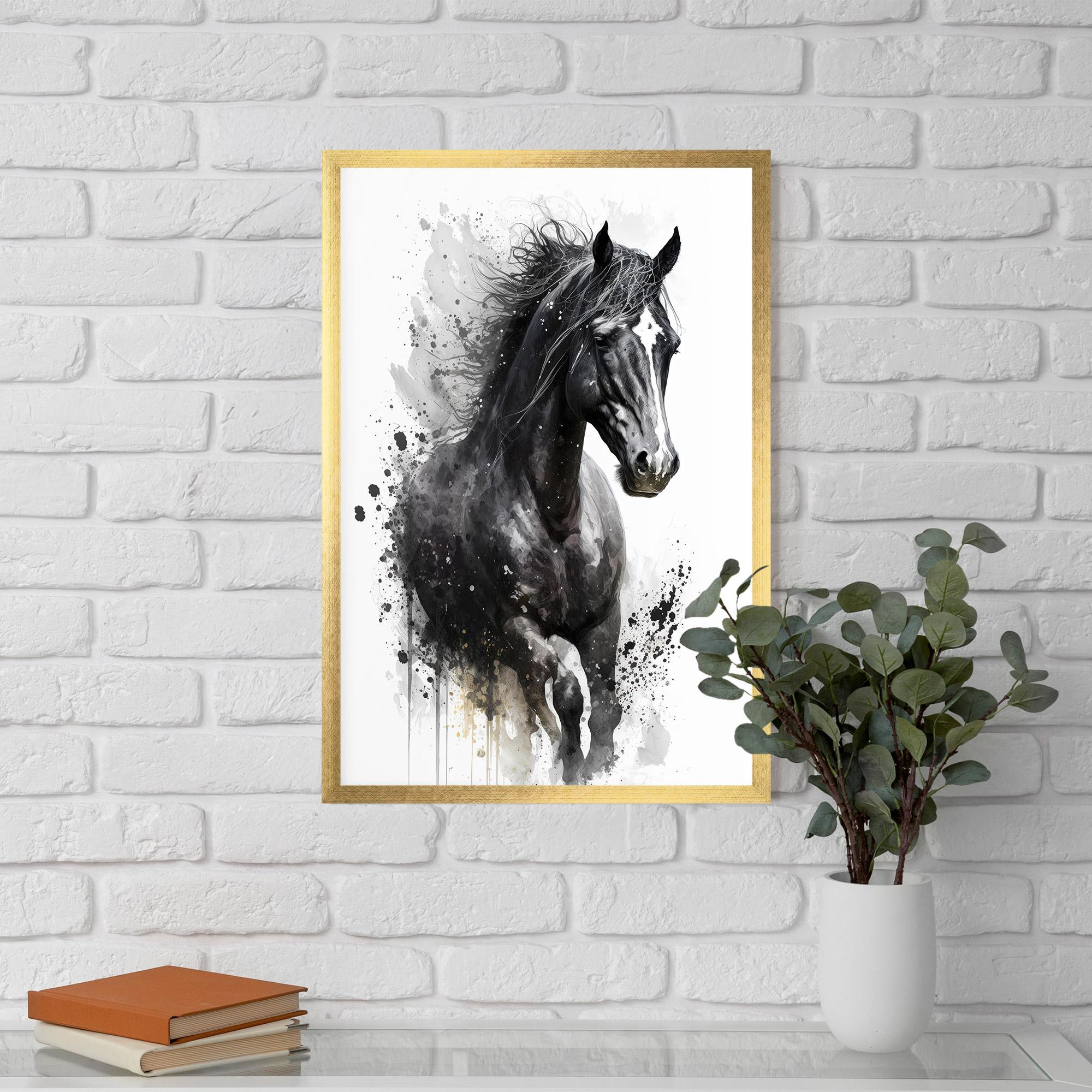 Gerahmte Poster Black Horse mockup 5