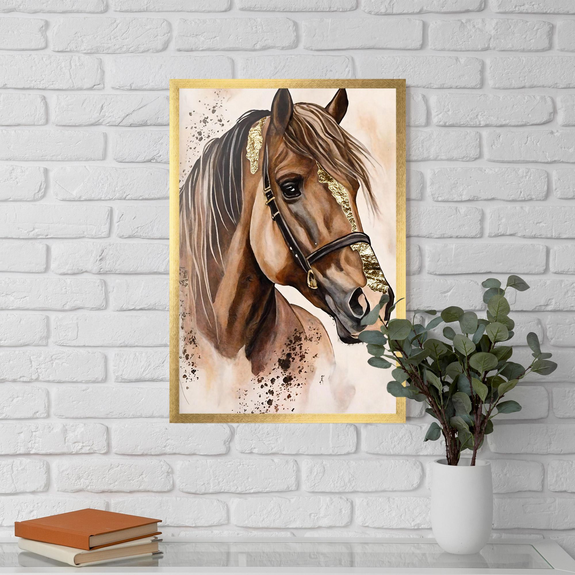 Gerahmte Poster Gold Horse Painting mockup 5