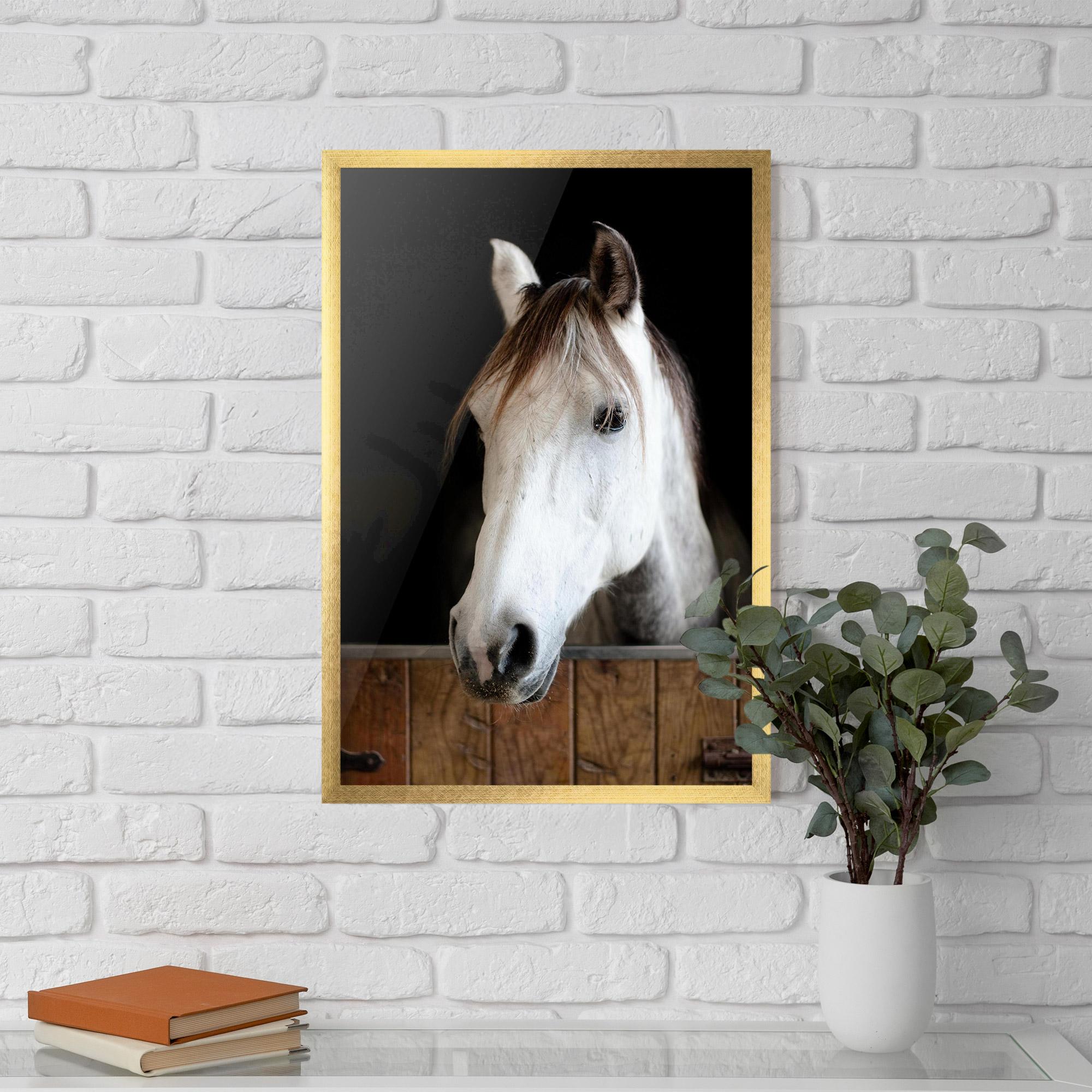Gerahmte Poster Grey Horse Head mockup 5