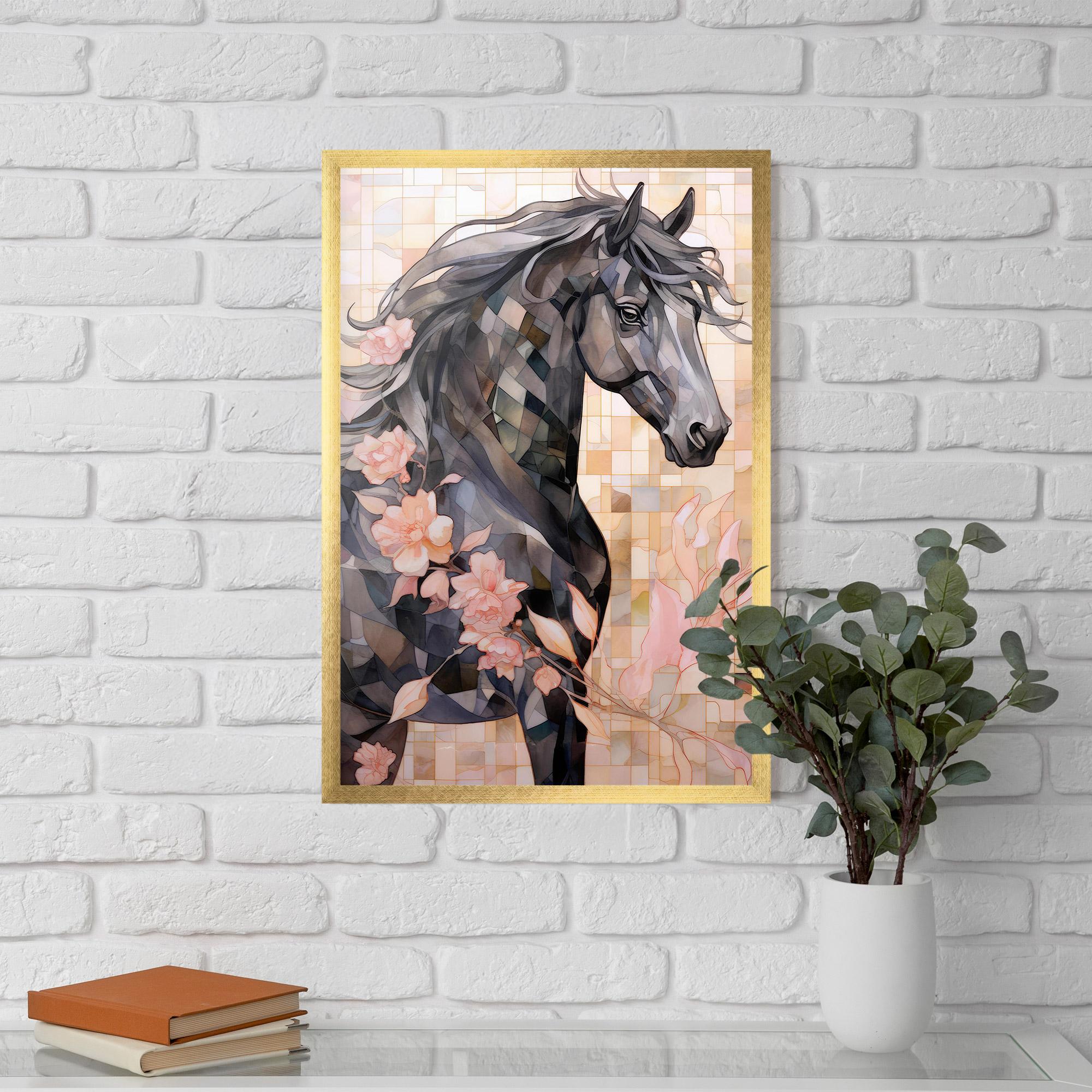 Gerahmte Poster Mosaic Painting Horse mockup 5