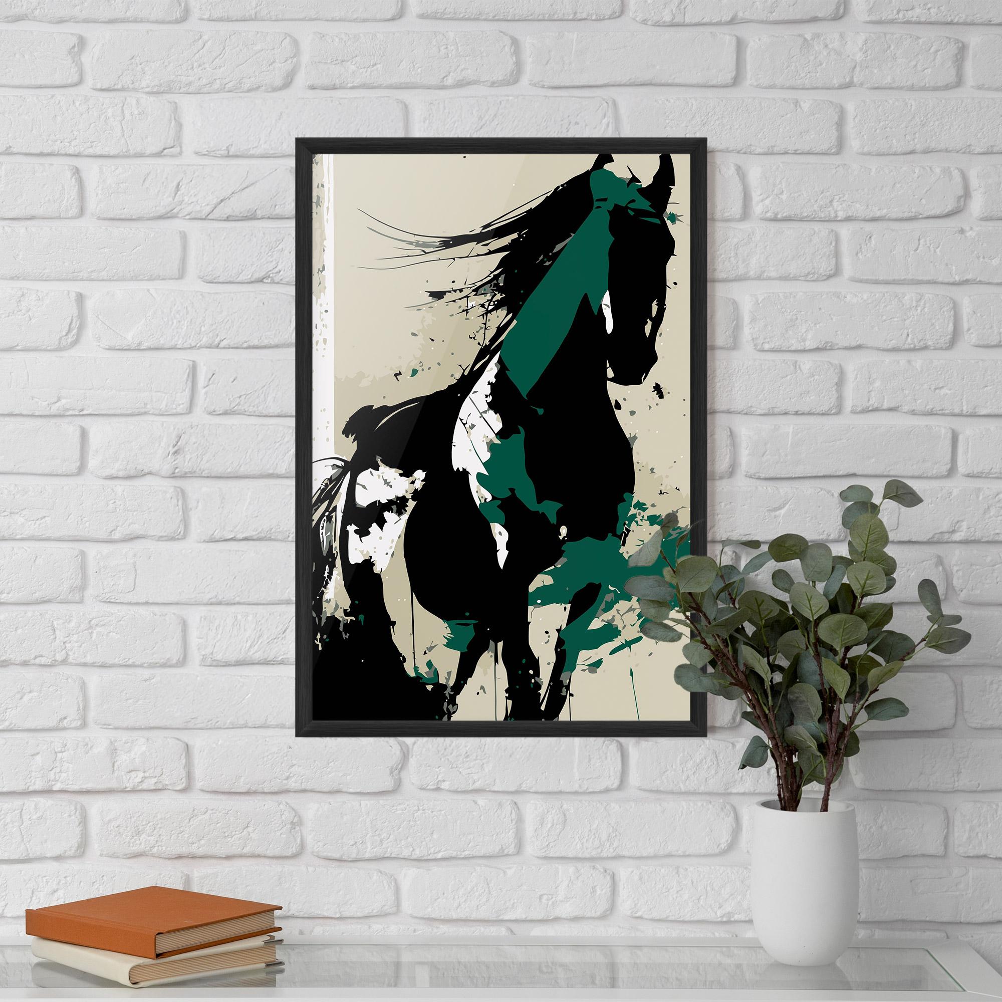 Gerahmte Poster Black Green Horse mockup 5