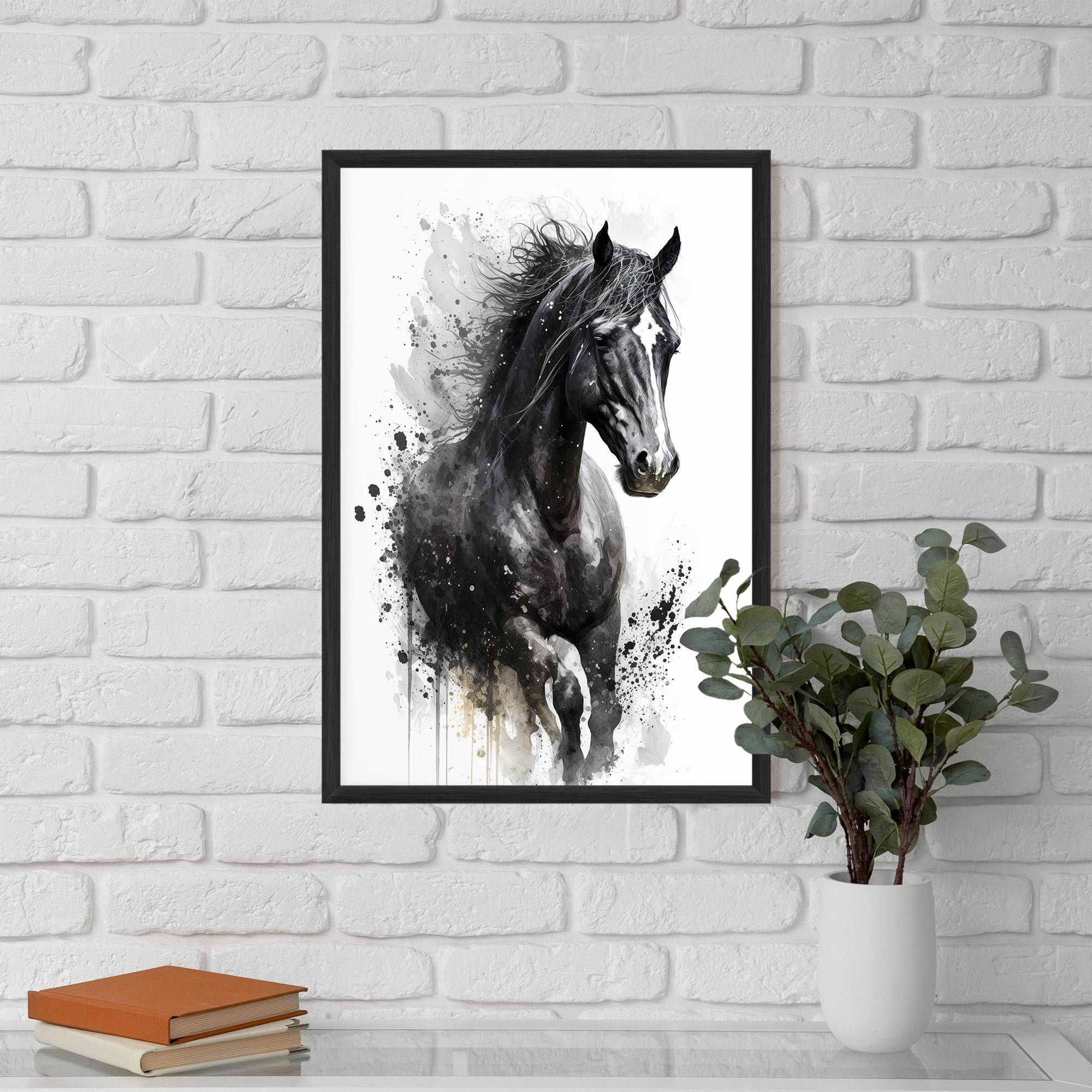 Gerahmte Poster Black Horse mockup 5