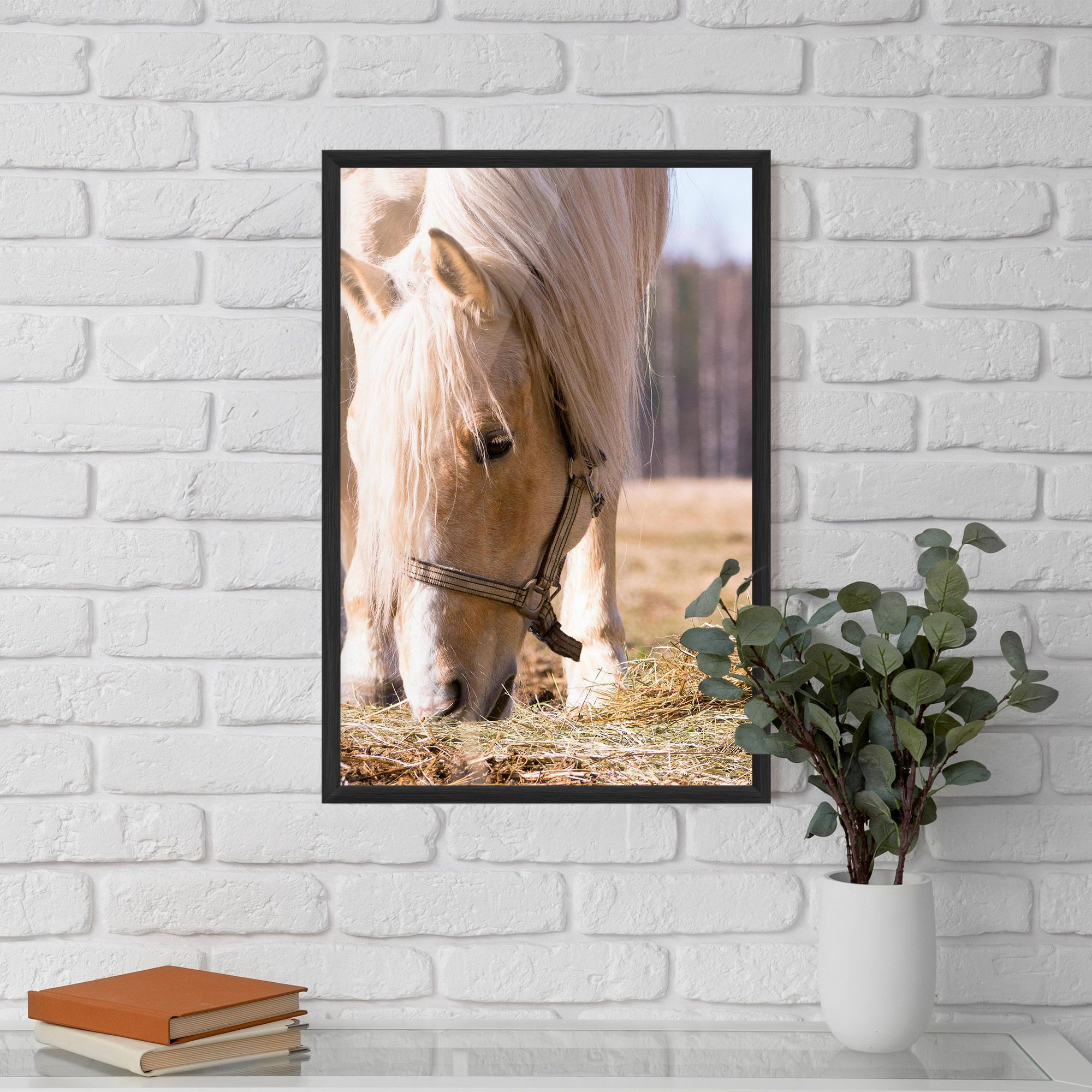 Cream Horse Eating mockup 5