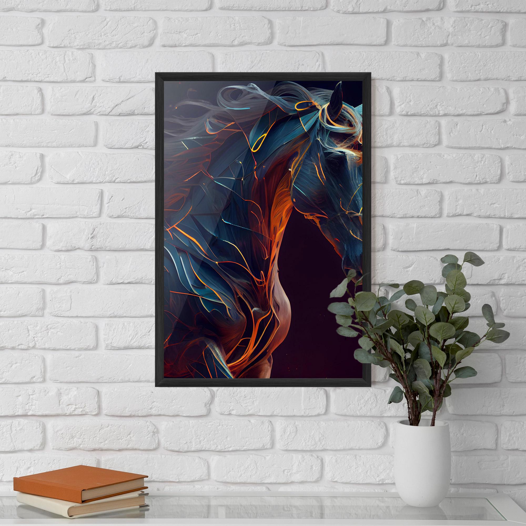Gerahmte Poster Fire Lines Horse mockup 5