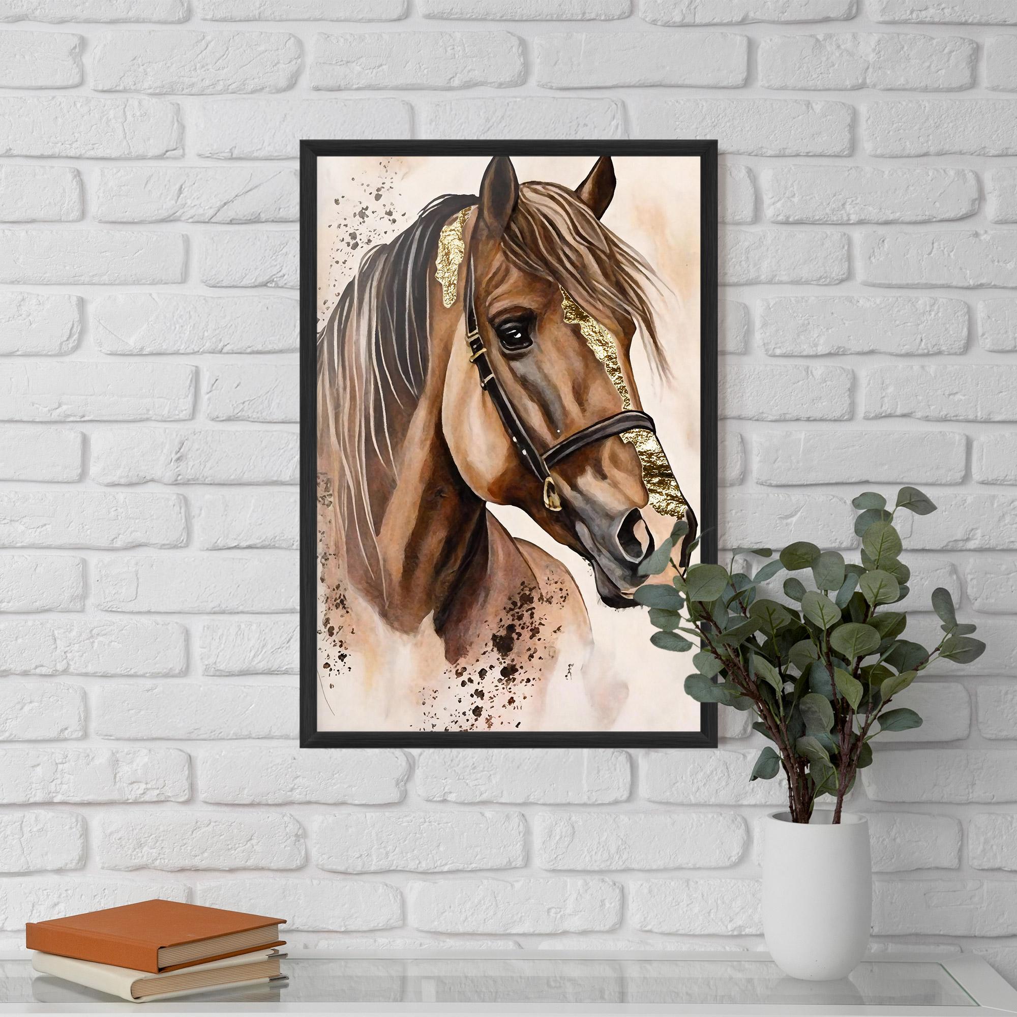 Gerahmte Poster Gold Horse Painting mockup 5