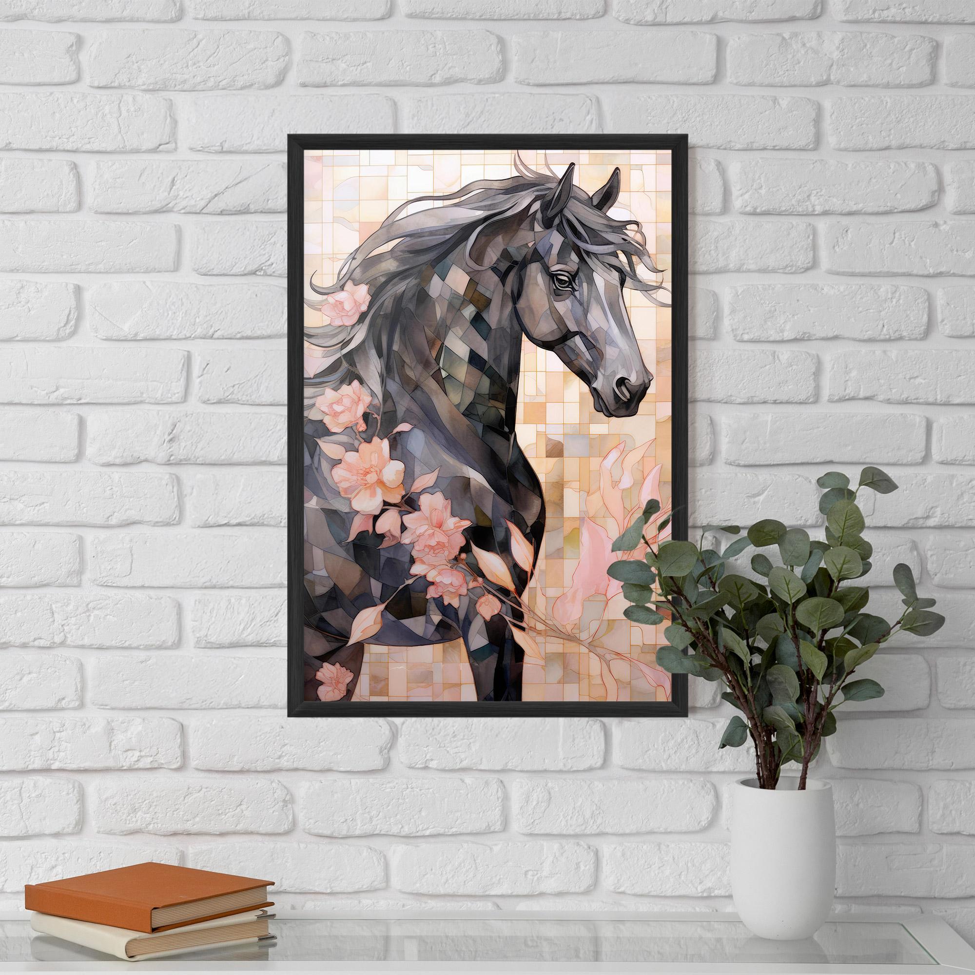 Gerahmte Poster Mosaic Painting Horse mockup 5