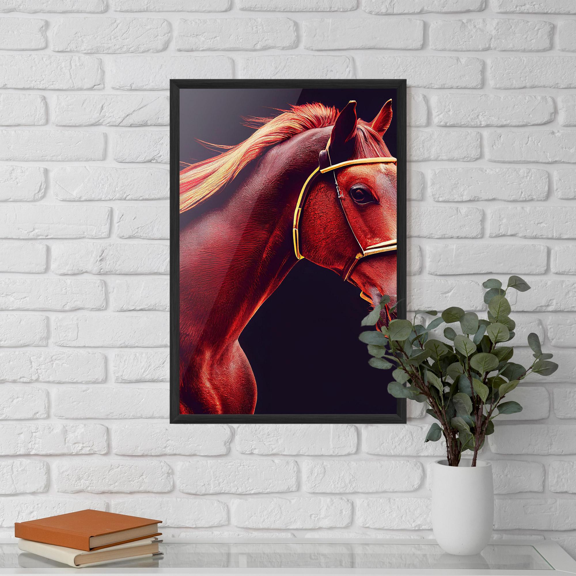 Gerahmte Poster Red Horse Portrait mockup 5