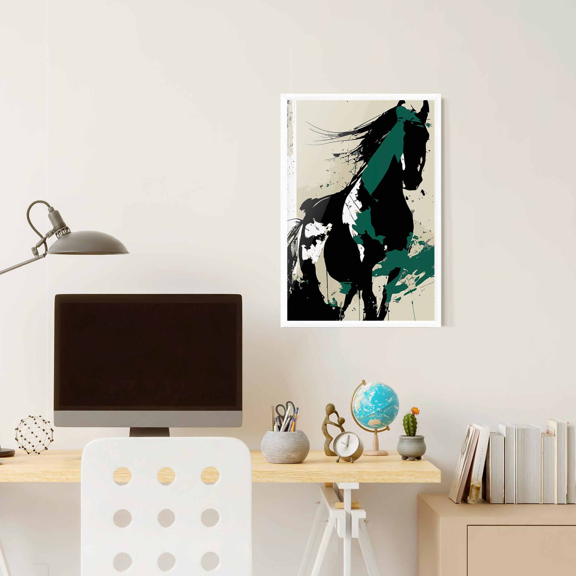 Gerahmte Poster Black Green Horse mockup 6