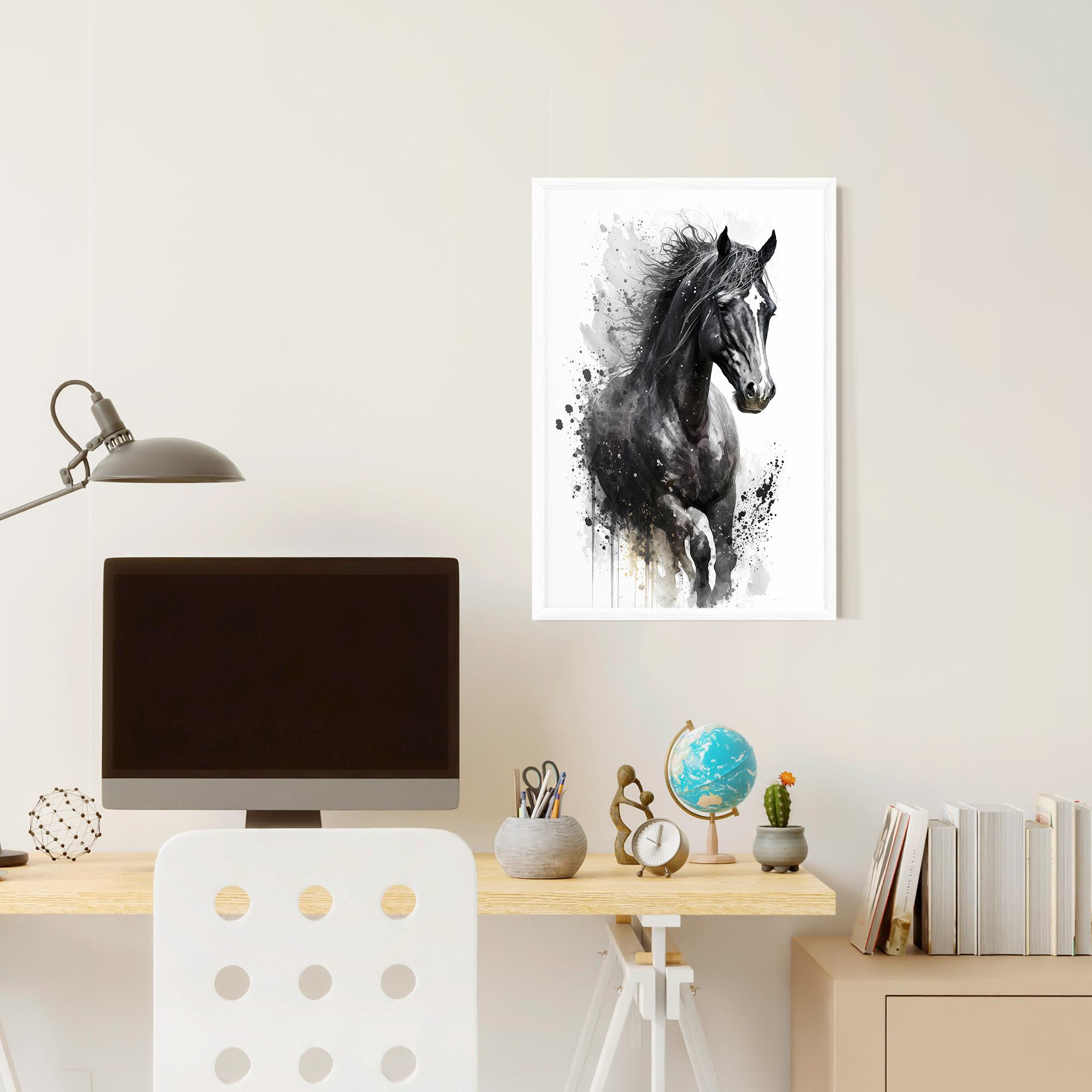 Gerahmte Poster Black Horse mockup 6