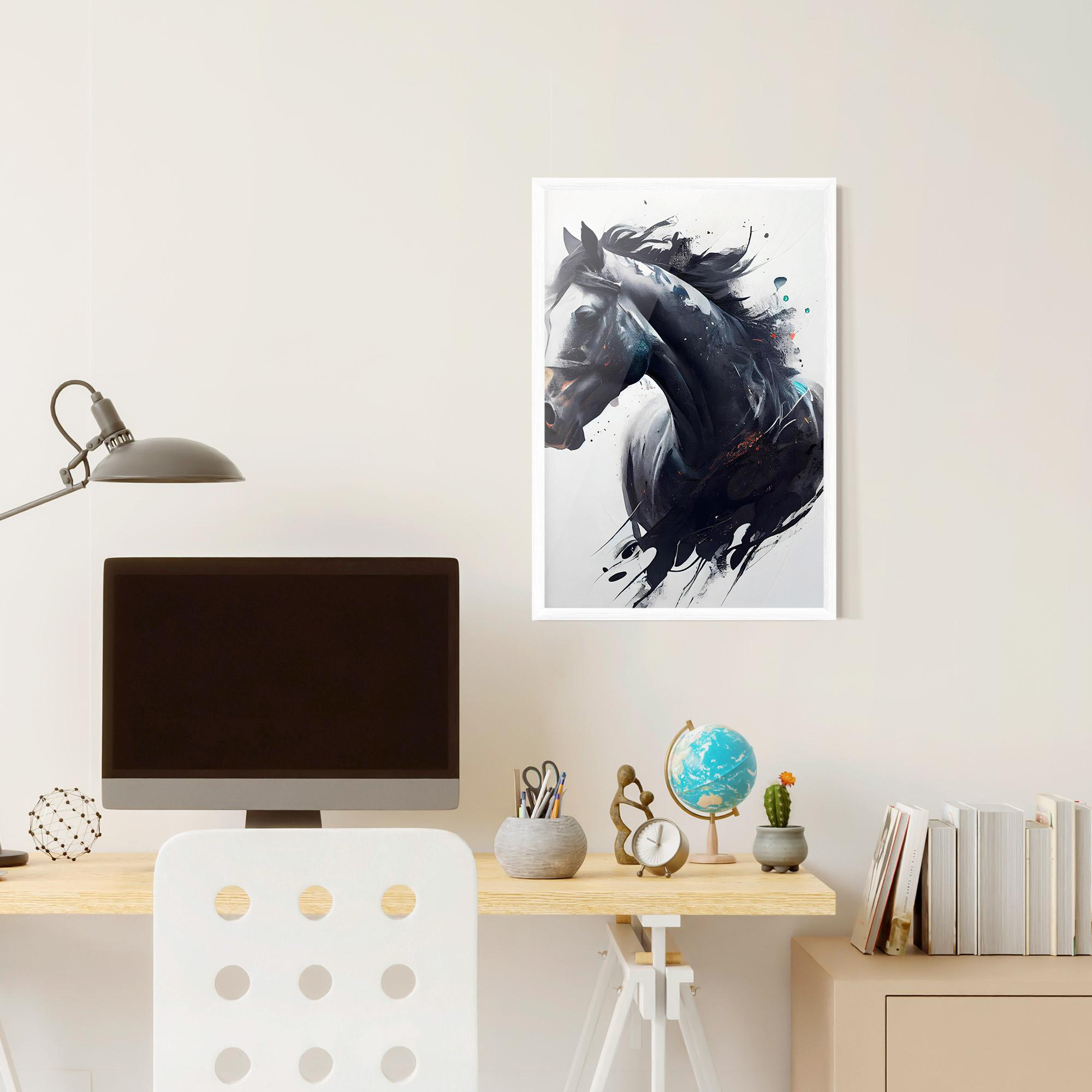 Gerahmte Poster Black Paint Horse mockup 6