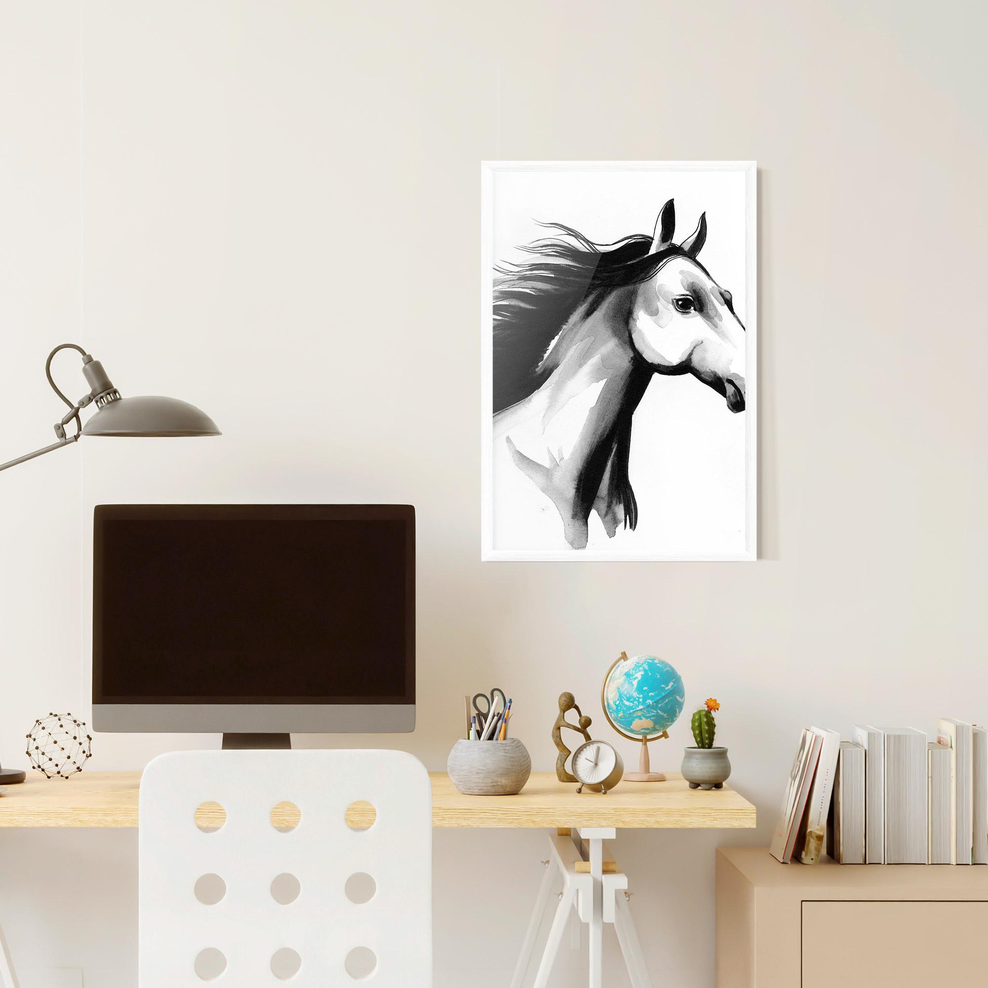 Gerahmte Poster Ink Watercolor Horse mockup 6