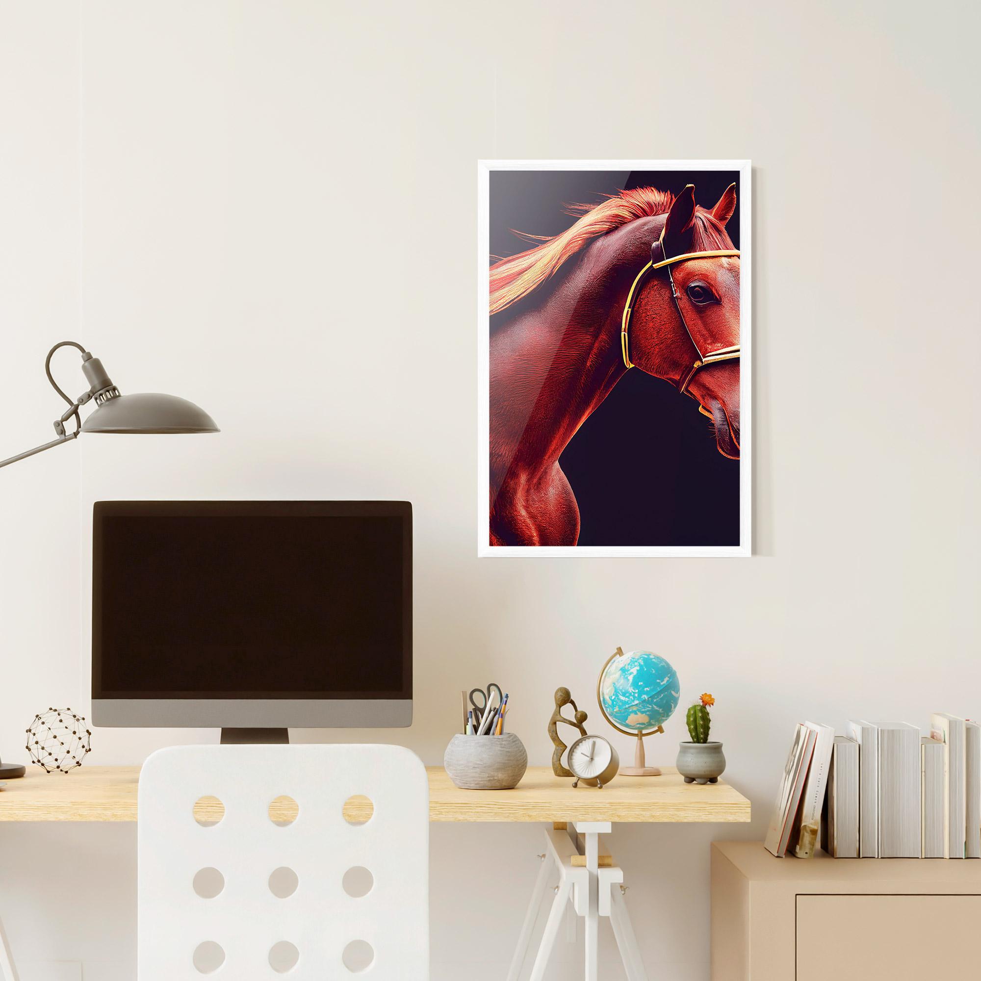 Gerahmte Poster Red Horse Portrait mockup 6