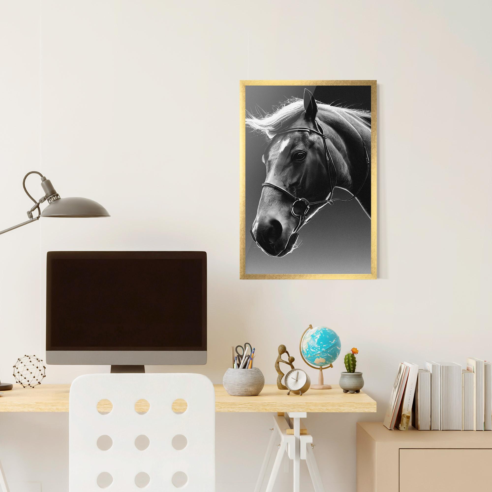 Gerahmte Poster Black Horse Profile mockup 6