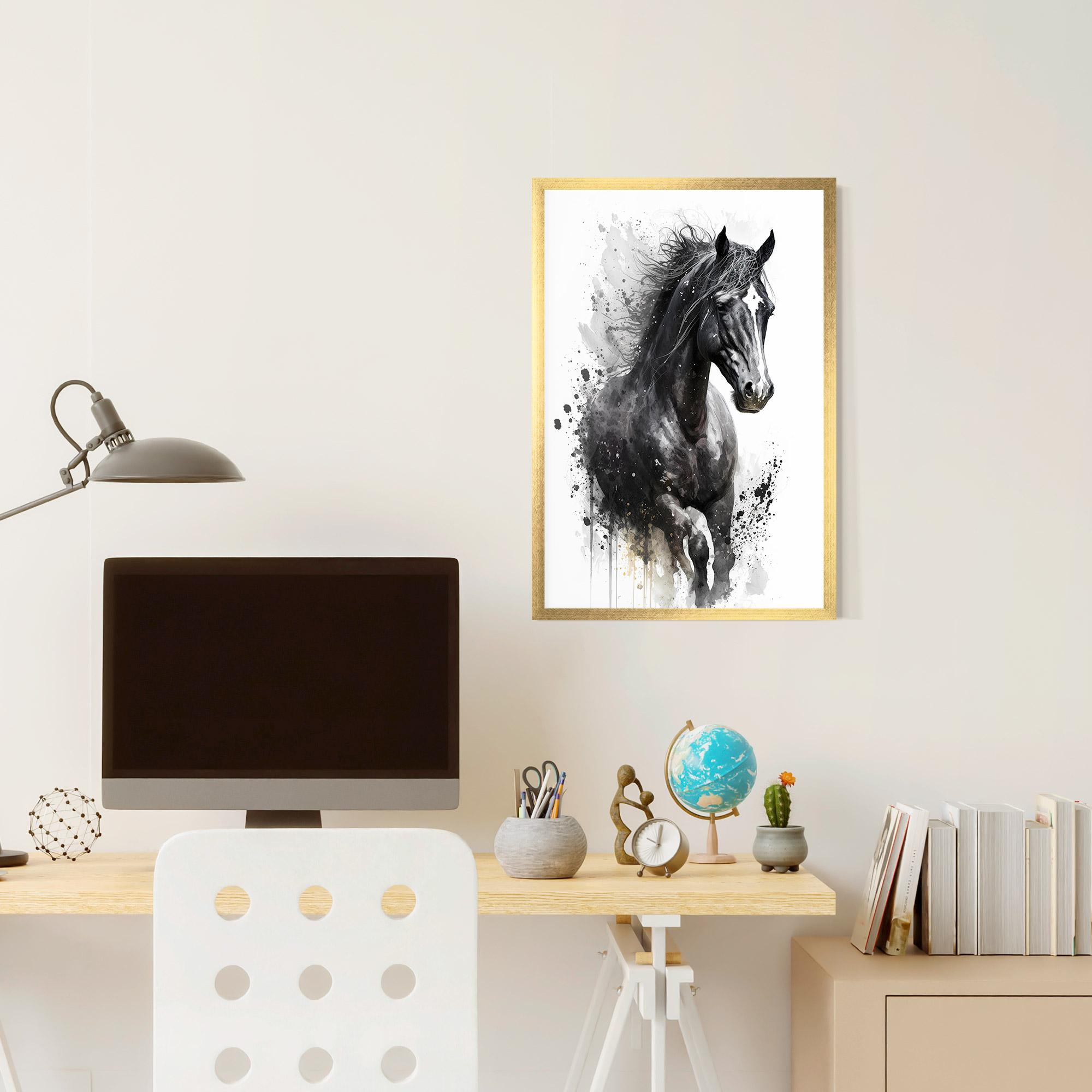 Gerahmte Poster Black Horse mockup 6