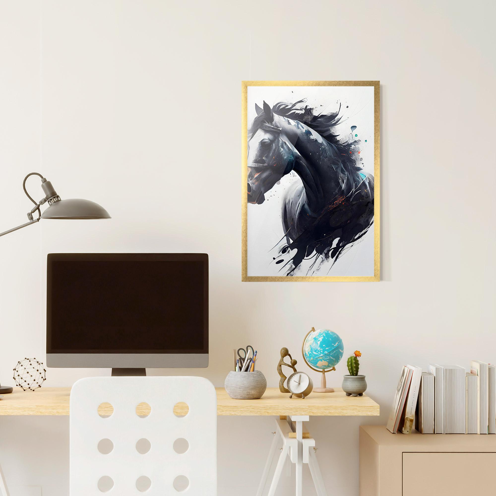 Gerahmte Poster Black Paint Horse mockup 6